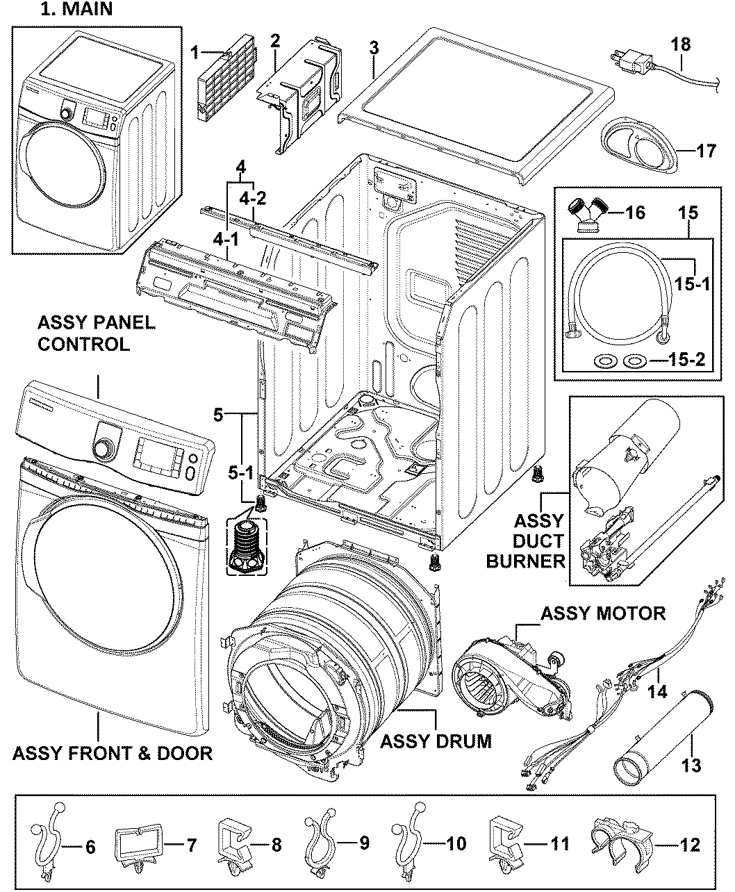 Samsung DV419AGW/XAA-00 main assy diagram