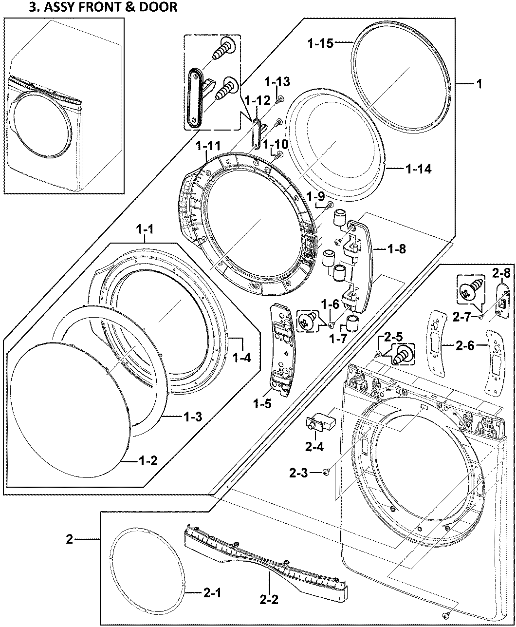 Samsung DV419AGW/XAA-00 front panel diagram