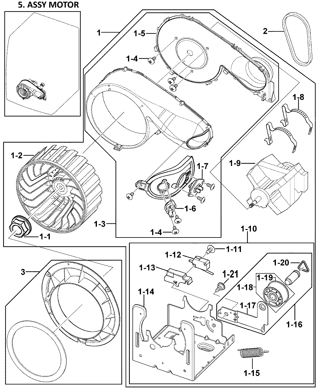 Samsung DV419AGW/XAA-00 motor assy diagram