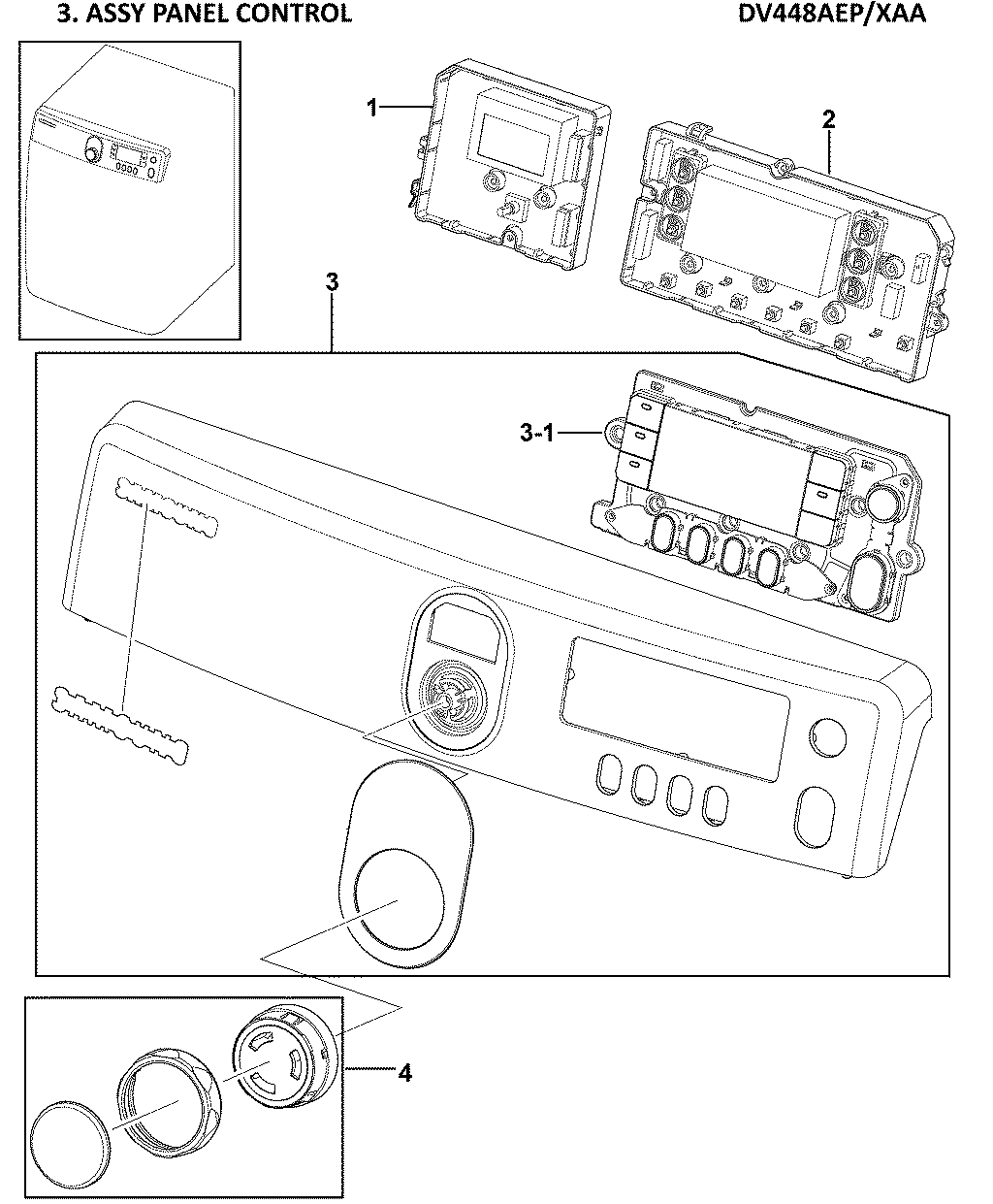 Samsung DV448AEP/XAA-00 control panel diagram