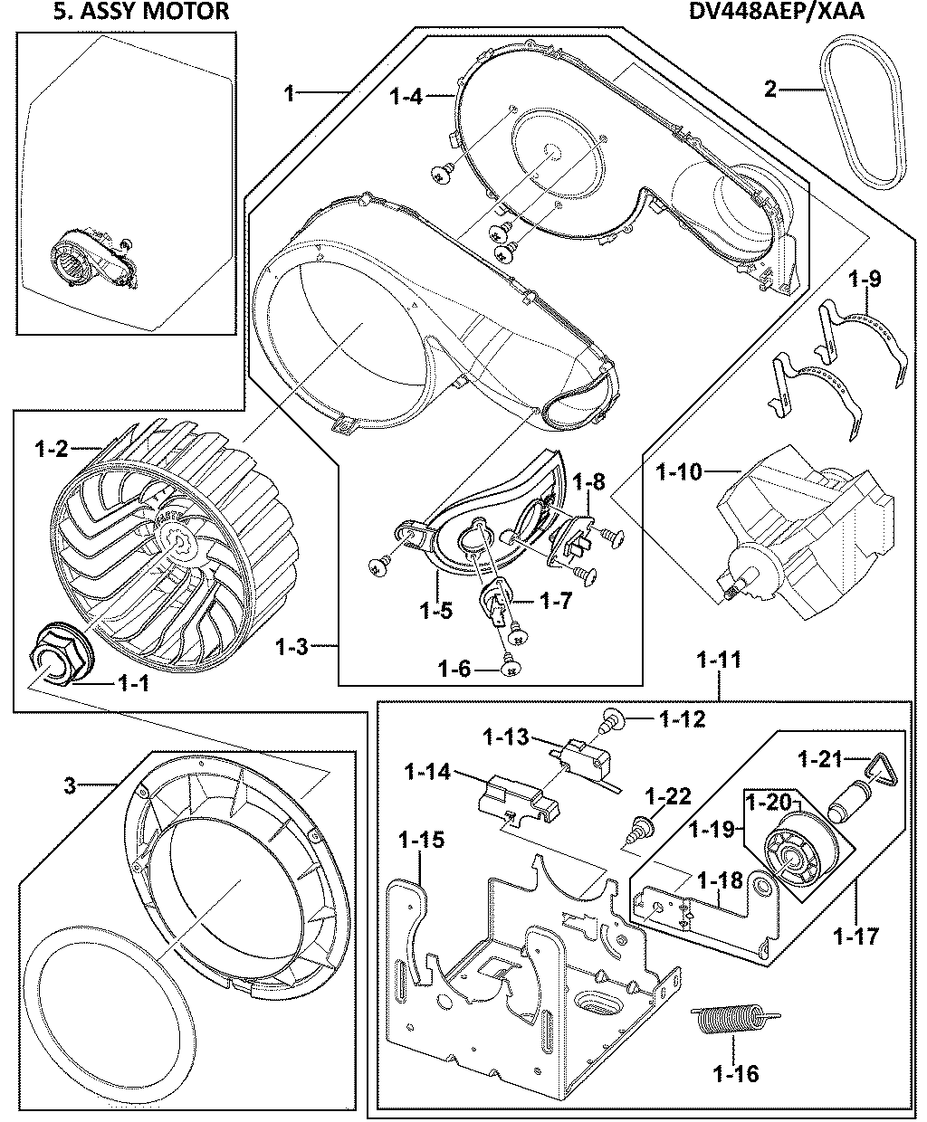 Samsung DV448AEP/XAA-00 motor assy diagram