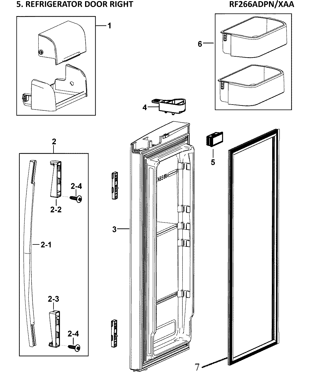 Samsung RF266ADPN/XAA-00 right door diagram