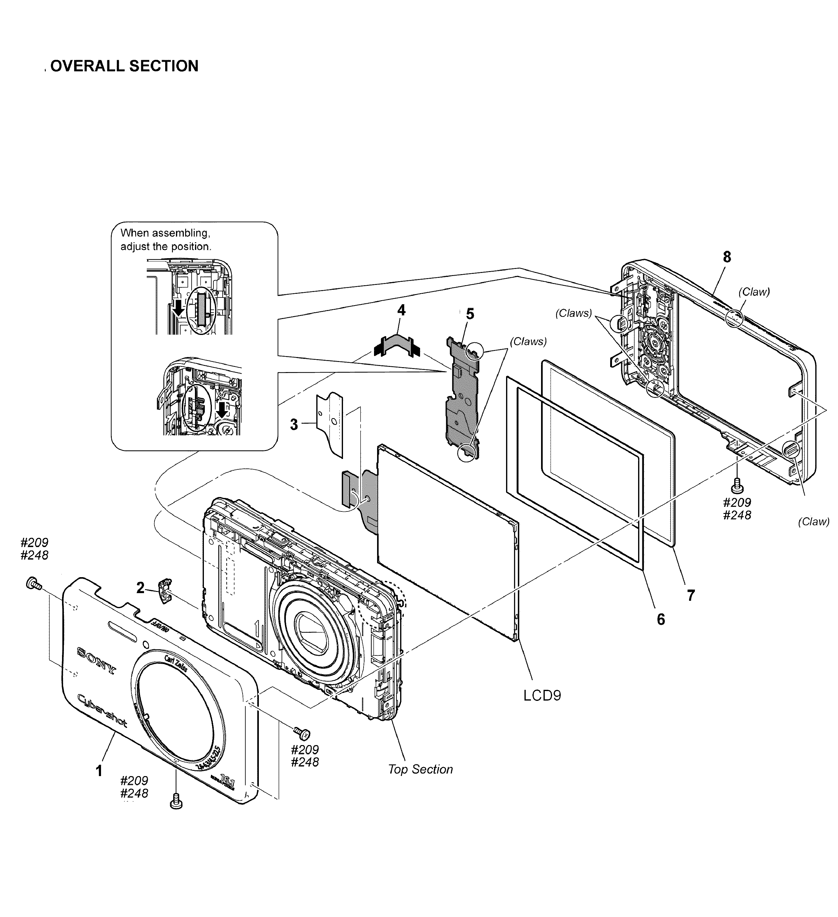 Sony DSC-W650/R overall assy diagram