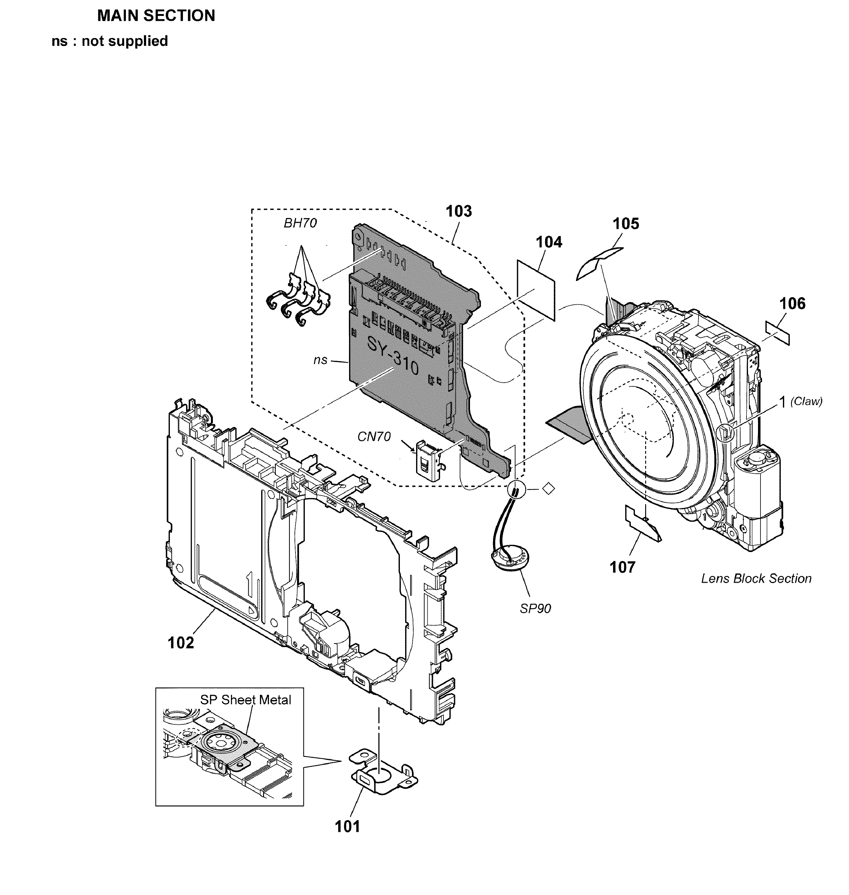 Sony DSC-W650/R main assy diagram