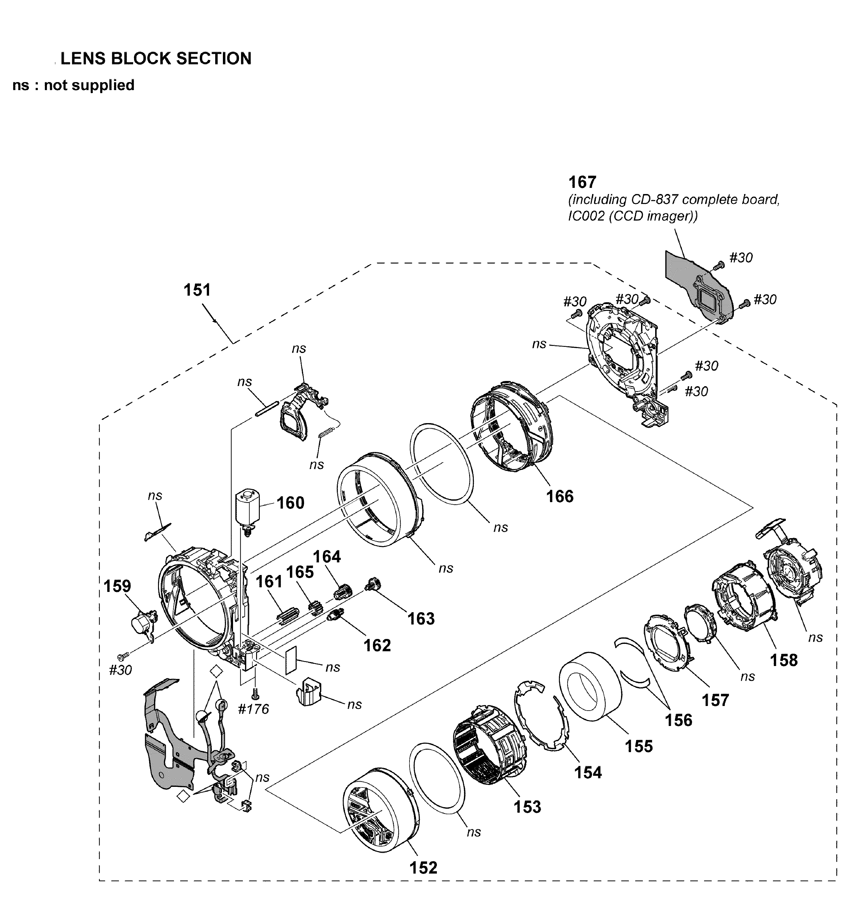 Sony DSC-W650/R lens assy diagram