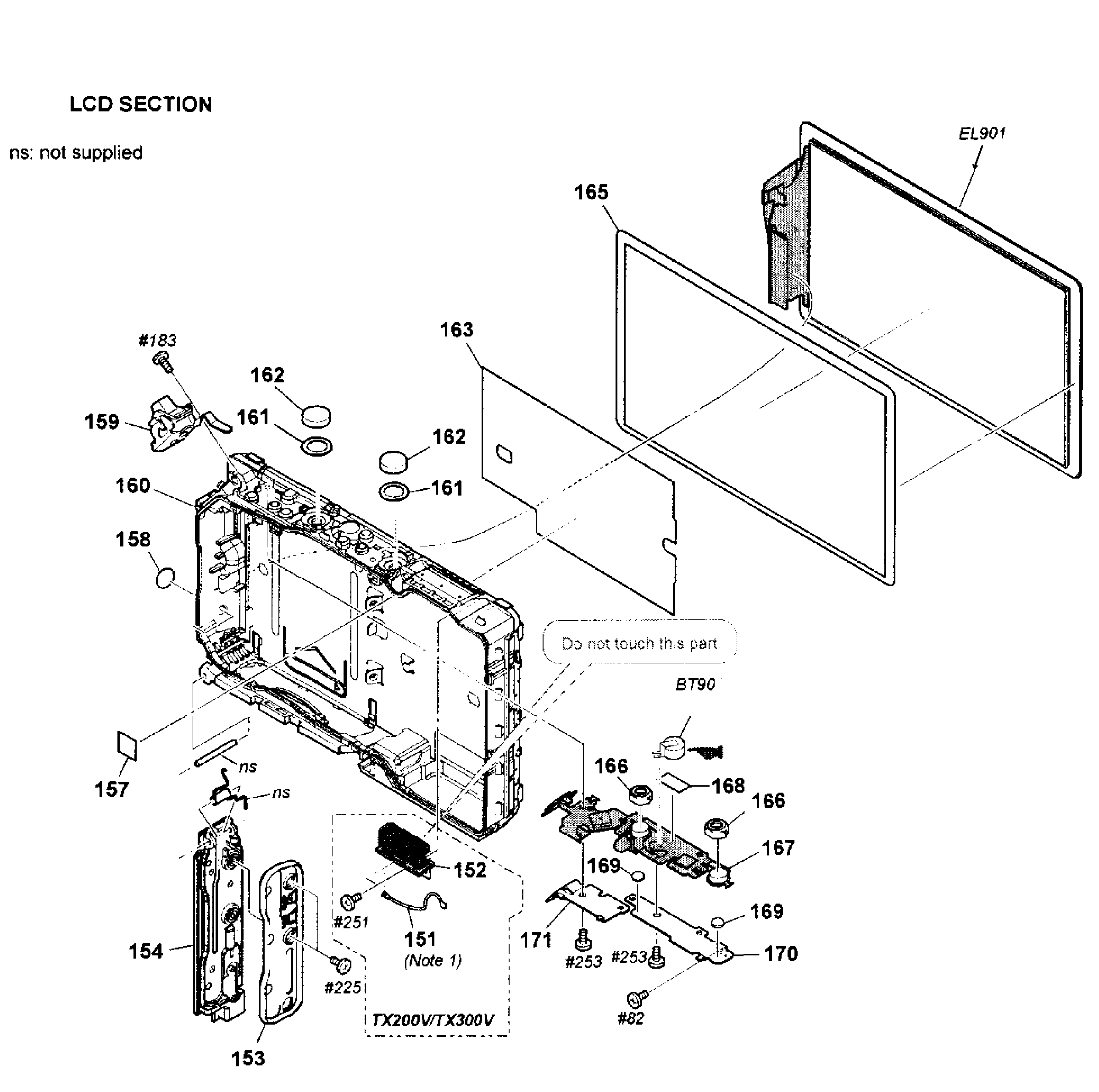 Sony DSC-TX200V/V lcd assy diagram