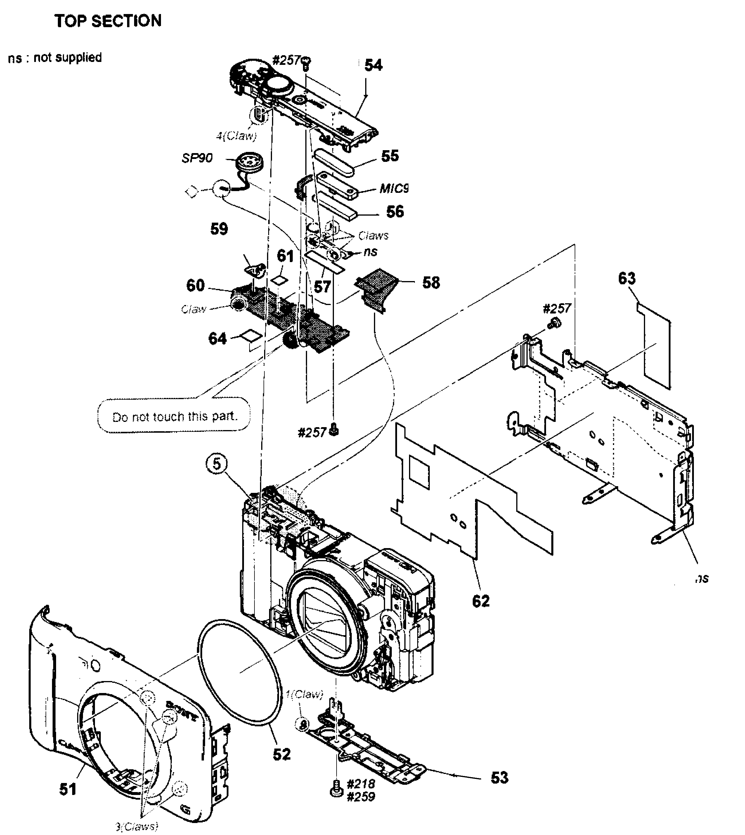 Sony DSC-H90/R top section diagram