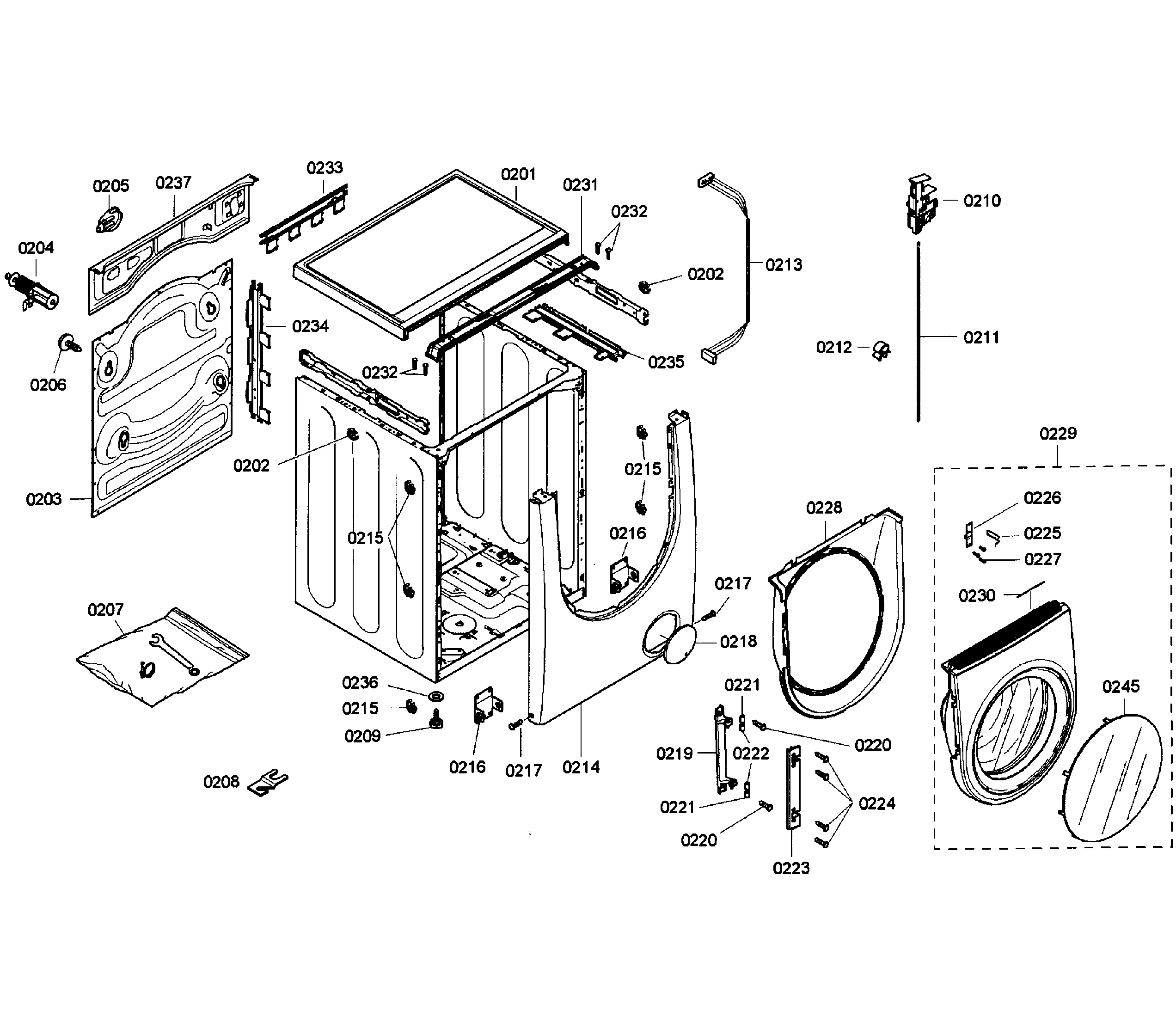 Bosch WFMC5301UC/03 cabinet assy diagram
