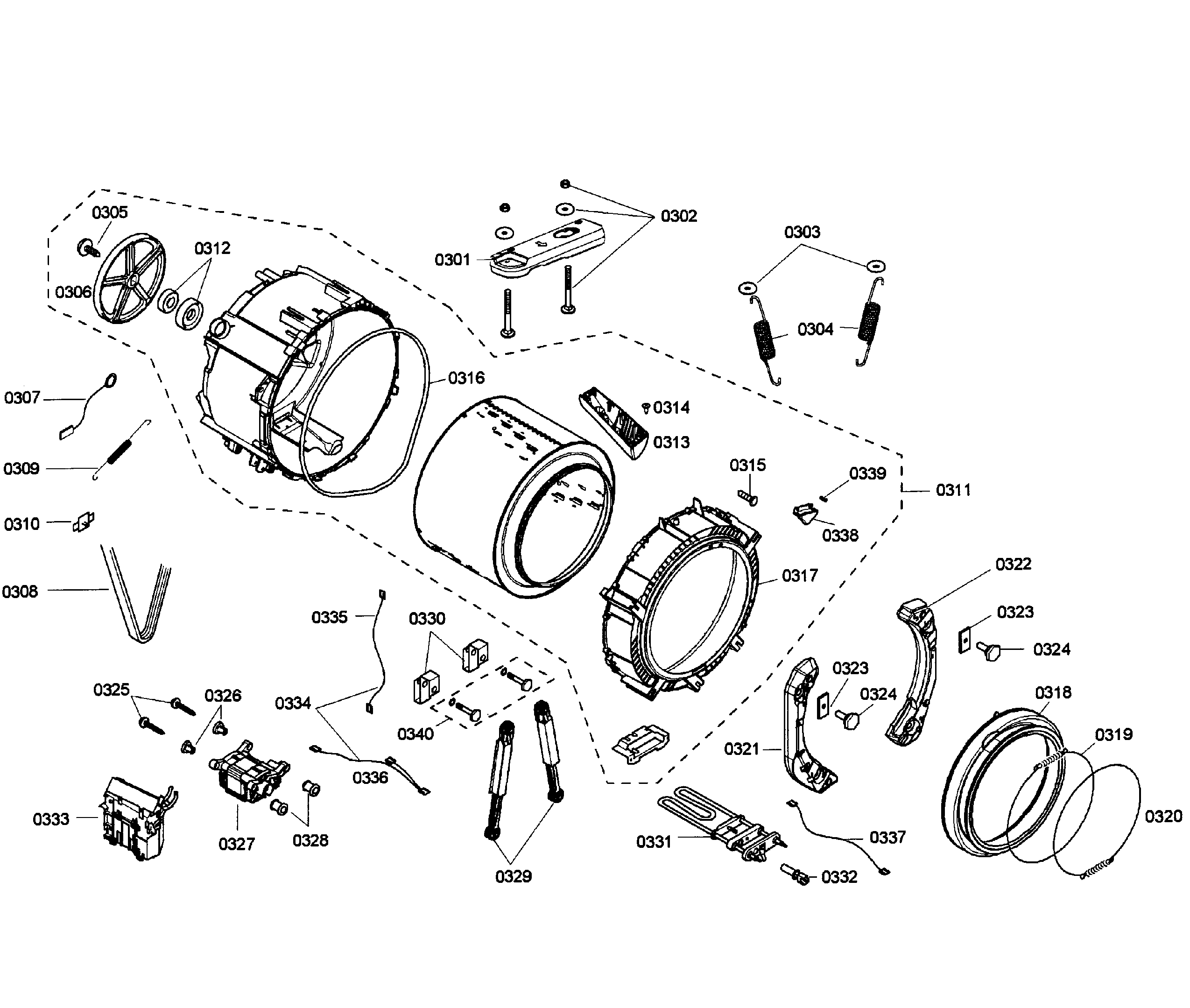 Bosch WFMC5301UC/03 drum assy diagram