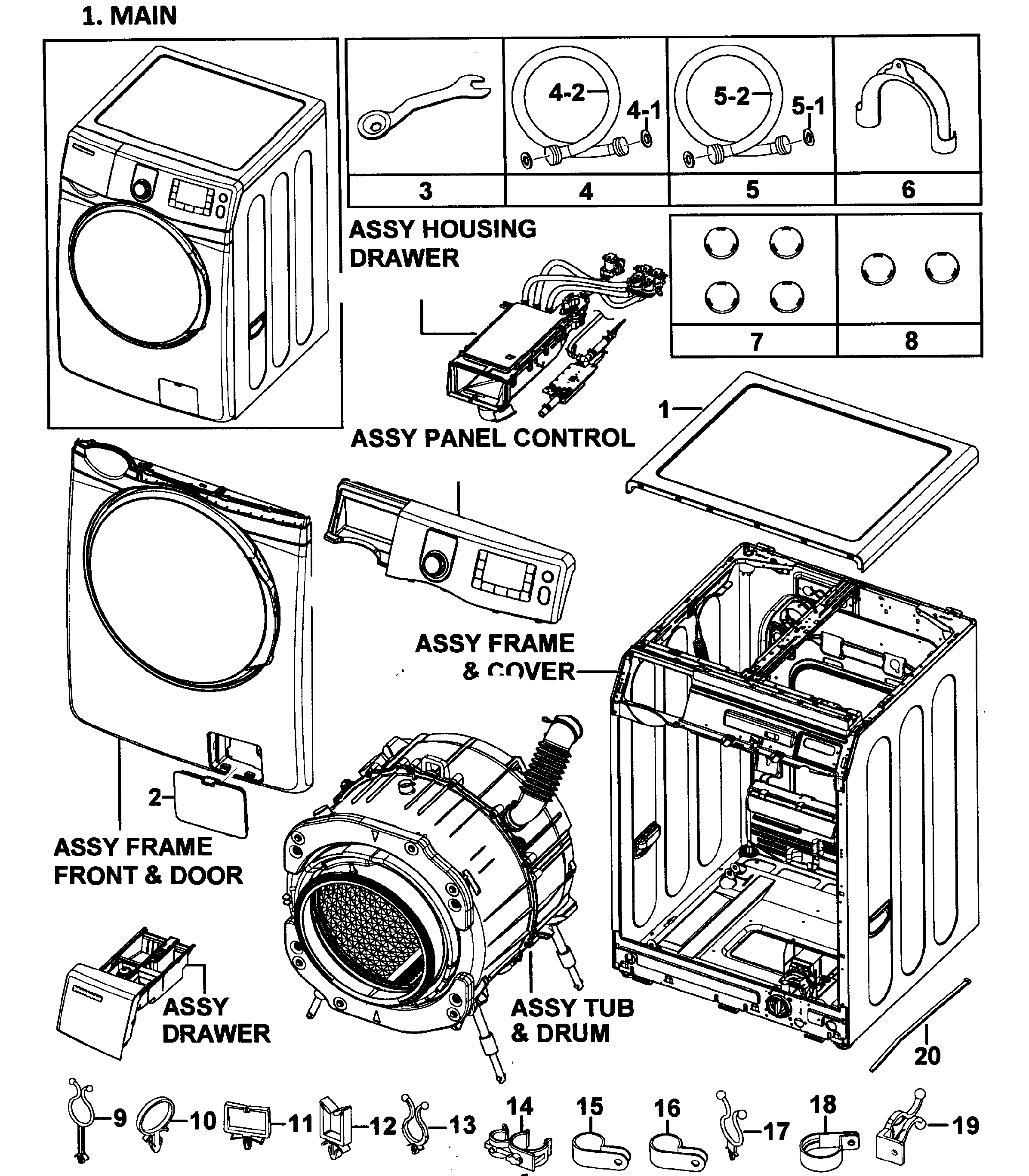 Samsung WF419AAU/XAA-00 main assy diagram