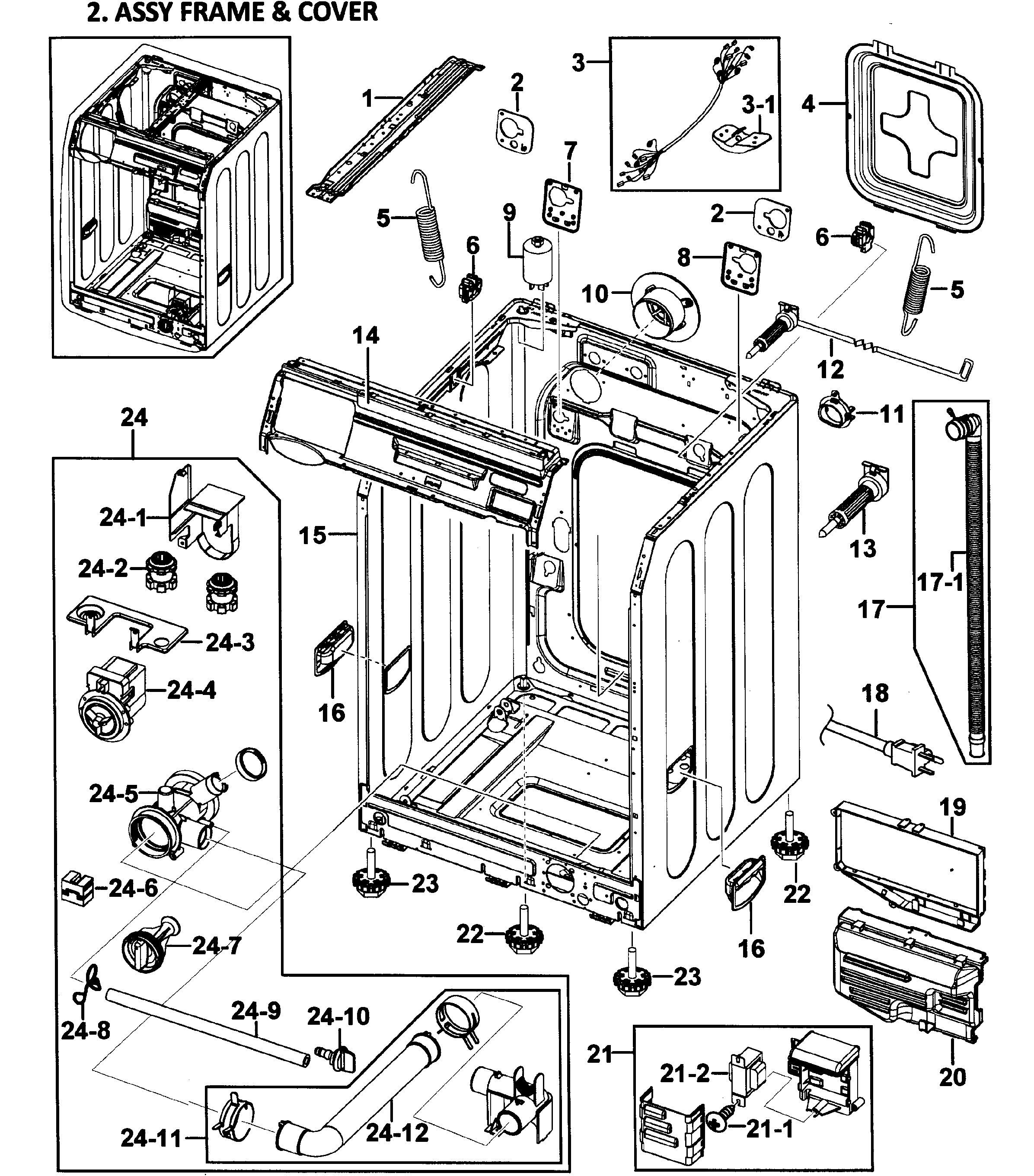 Samsung WF419AAU/XAA-00 cabinet assy diagram