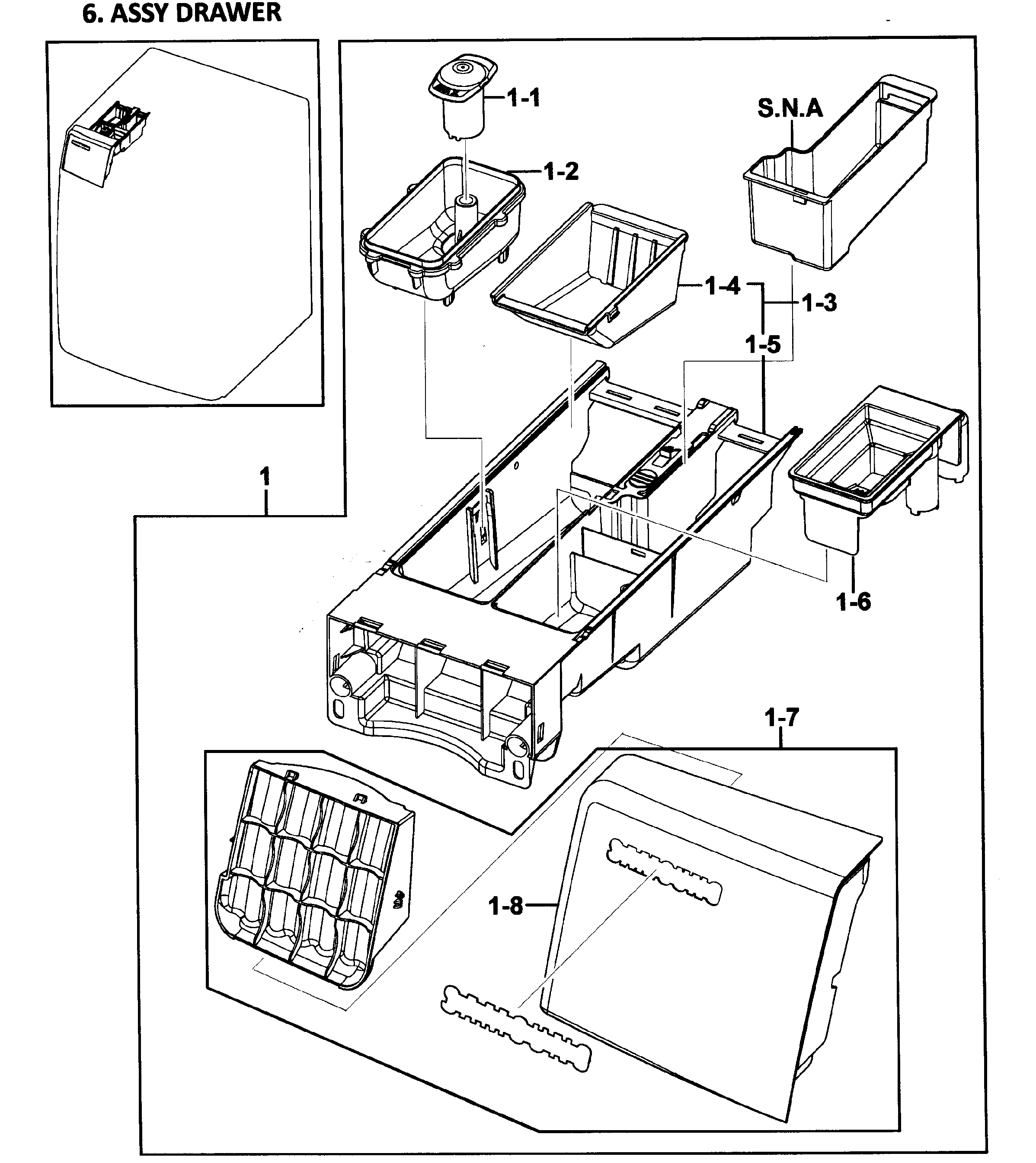 Samsung WF419AAU/XAA-00 drawer assy diagram
