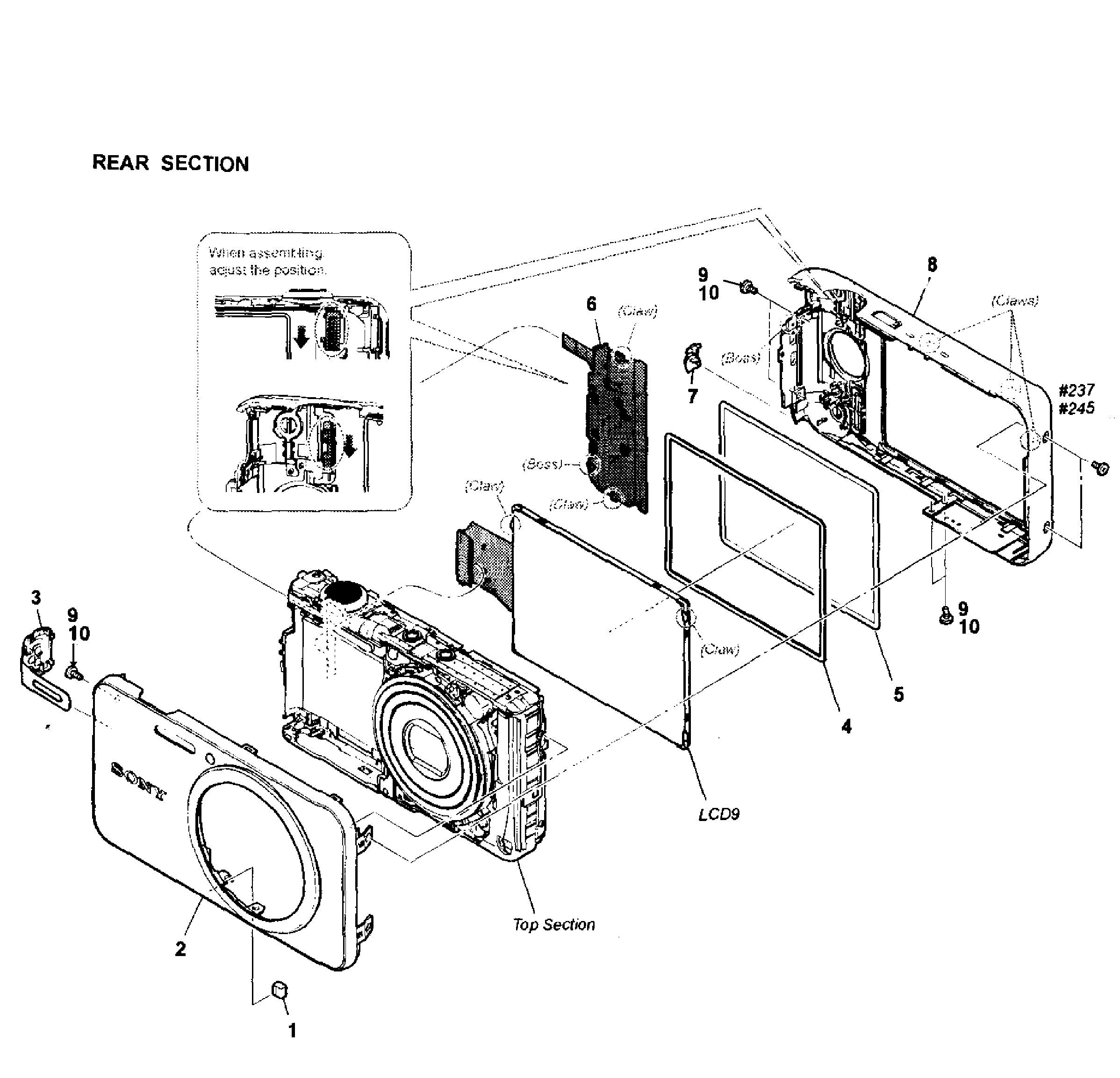 Sony DSC-WX50/G rear section diagram