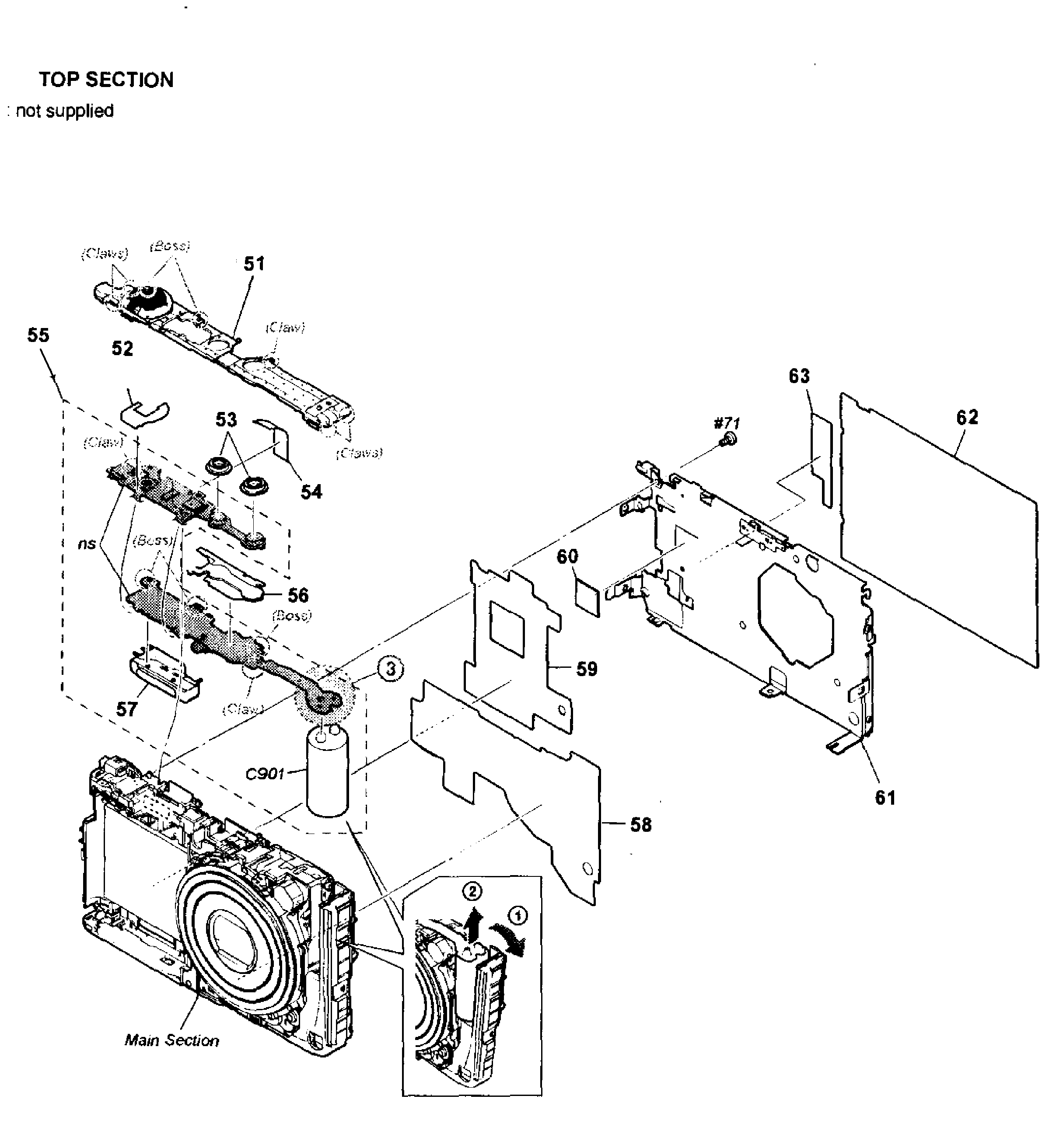 Sony DSC-WX50/G top section diagram