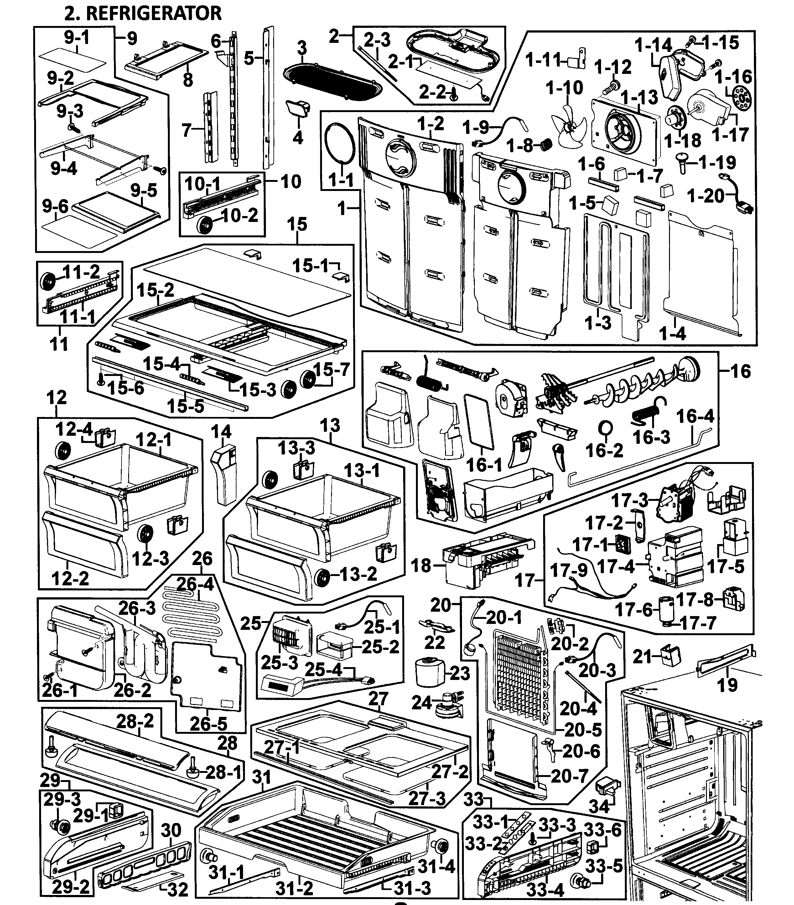 Samsung RF268ABWP/XAA-00 refrigerator diagram
