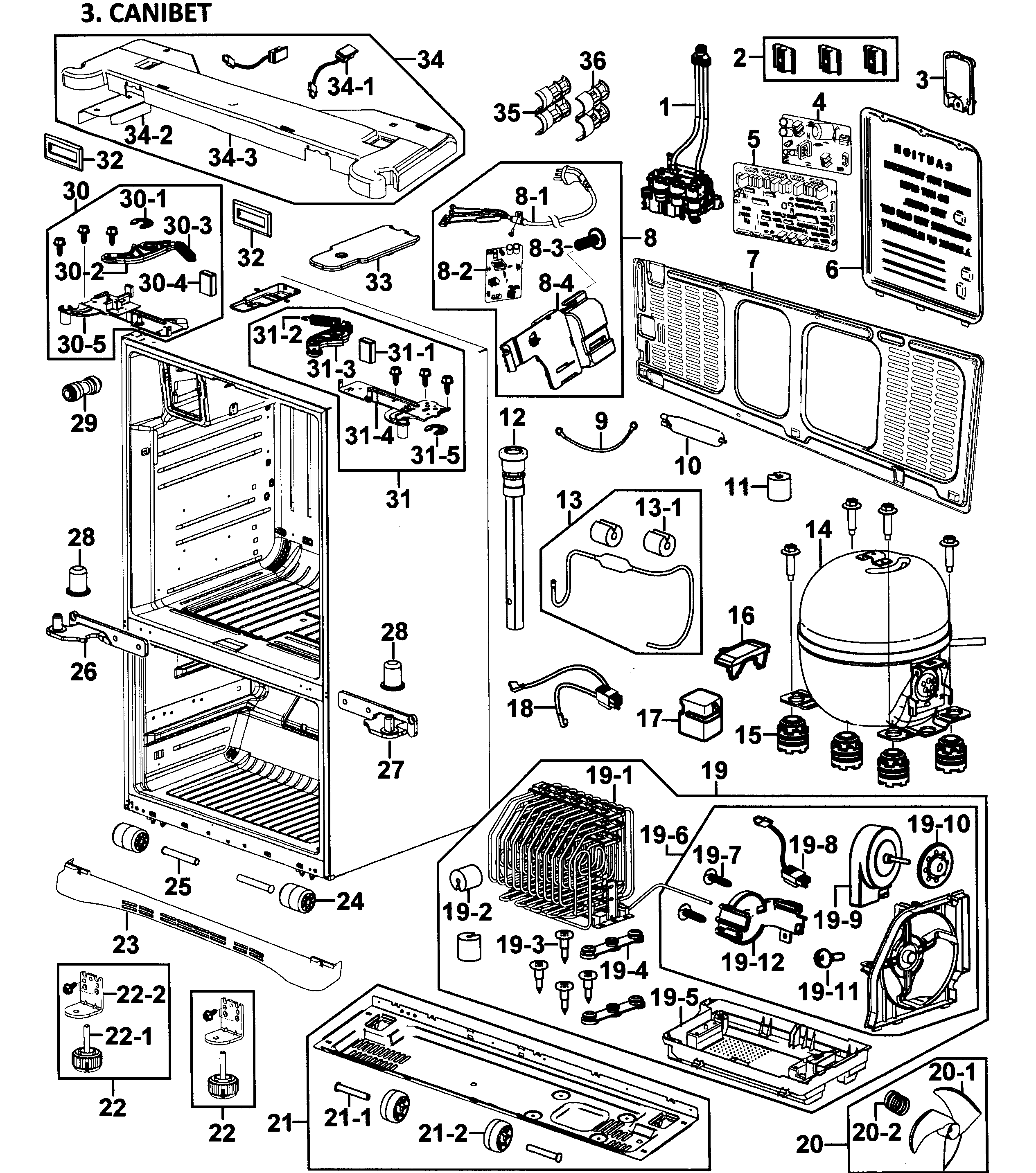 Samsung RF268ABWP/XAA-00 cabinet diagram