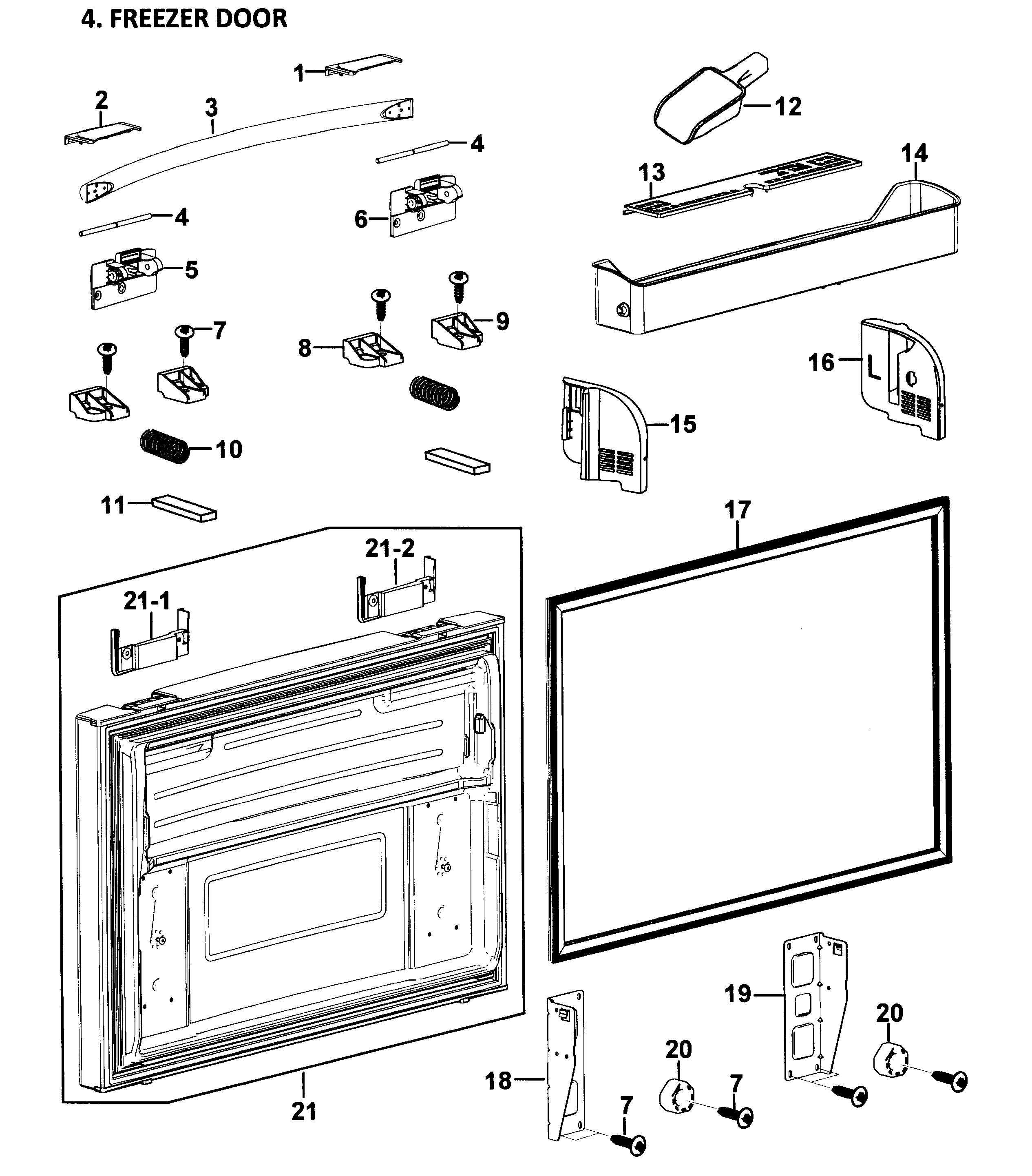 Samsung RF268ABWP/XAA-00 freezer door diagram
