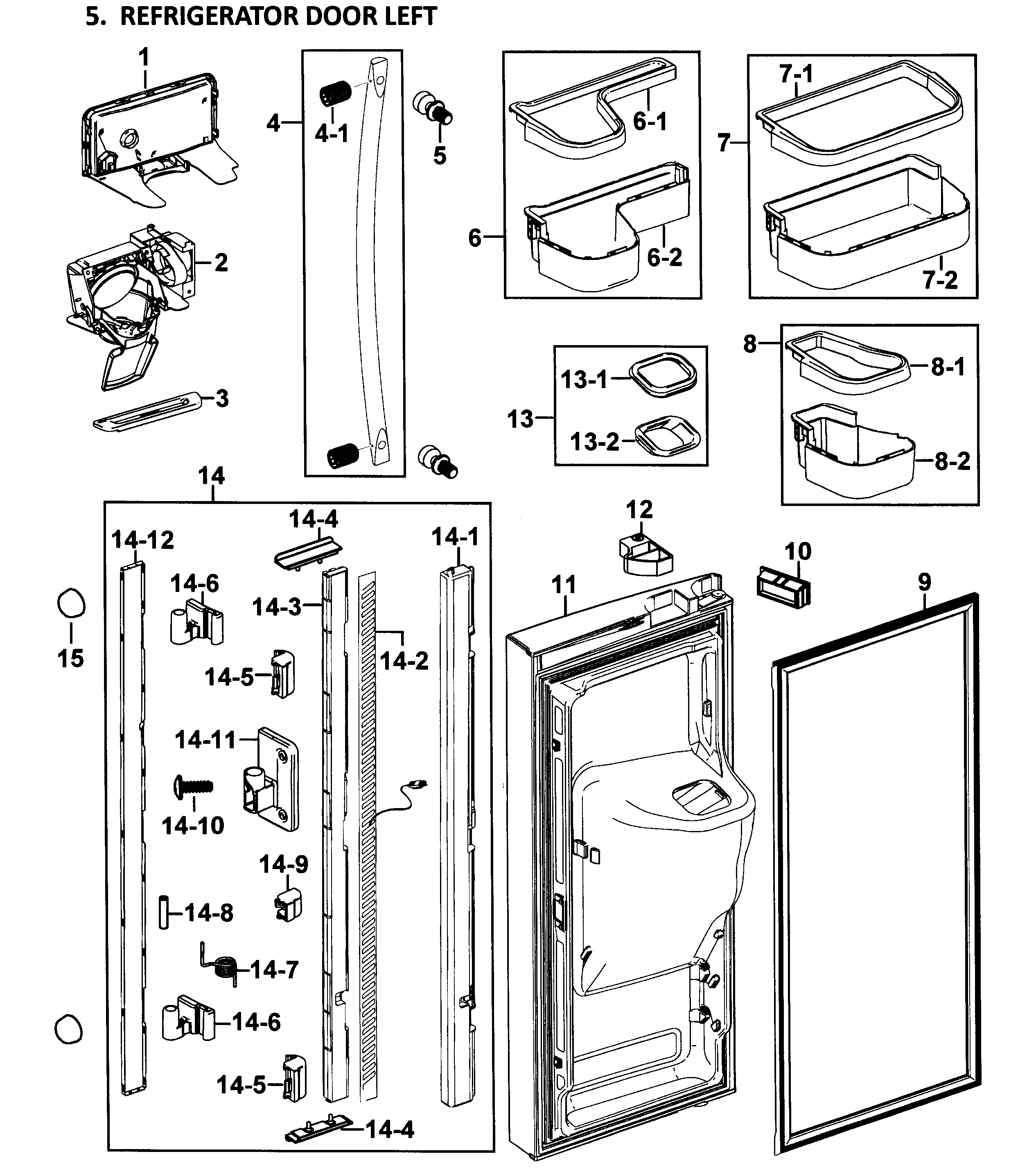 Samsung RF268ABWP/XAA-00 left door diagram