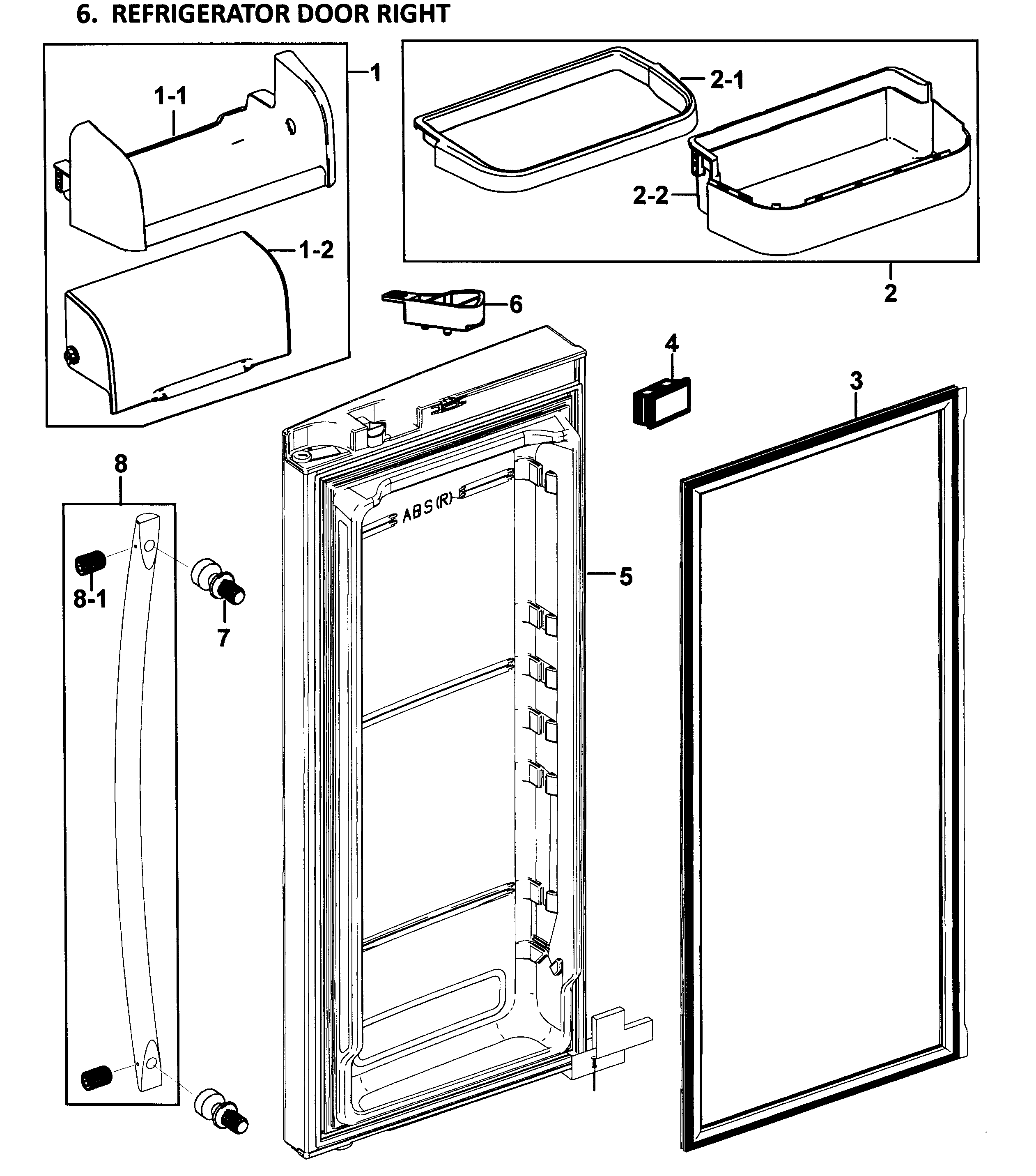 Samsung RF268ABWP/XAA-00 right door diagram