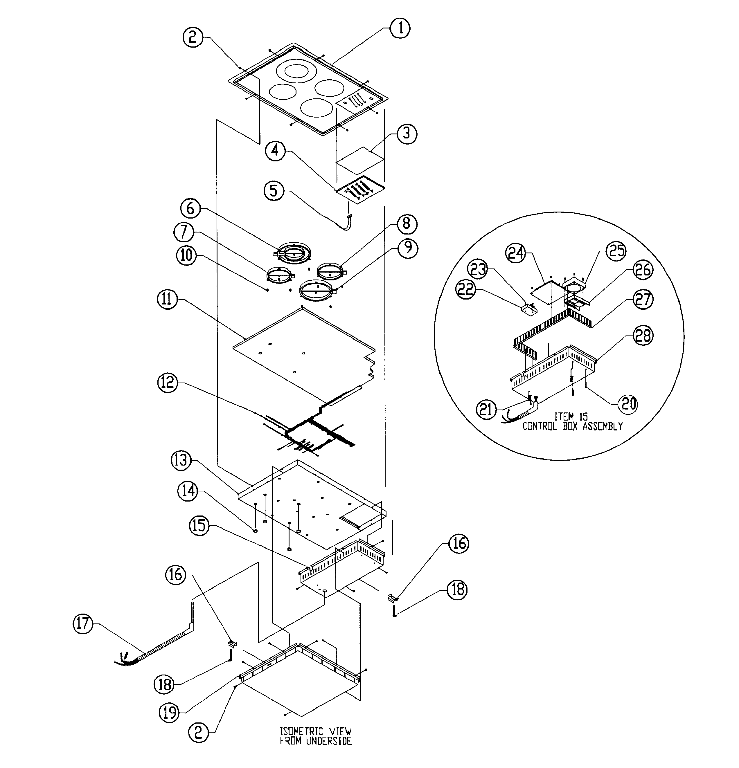 Dacor ETT3041S cooktop diagram