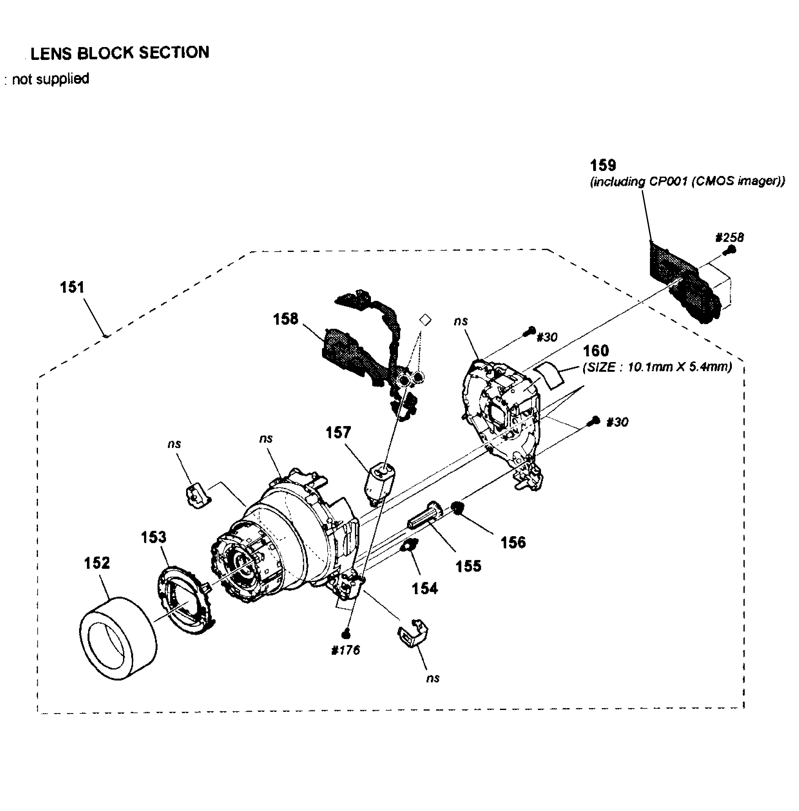 Sony DSC-WX150/R lens assy diagram