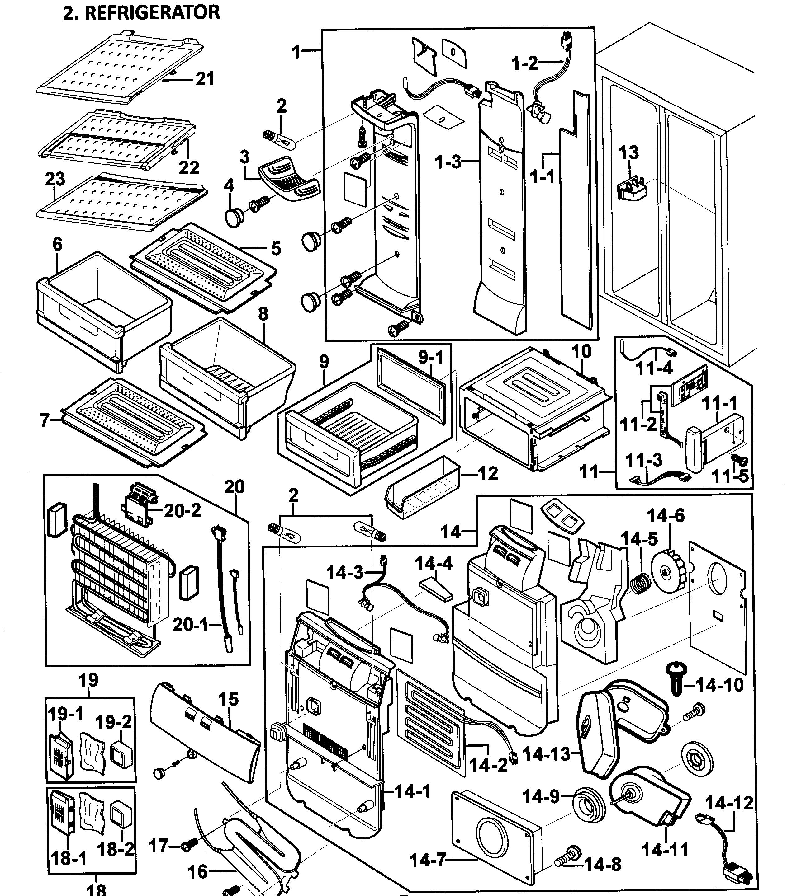 Samsung RS2578WW/XAA-00 refrigerator diagram
