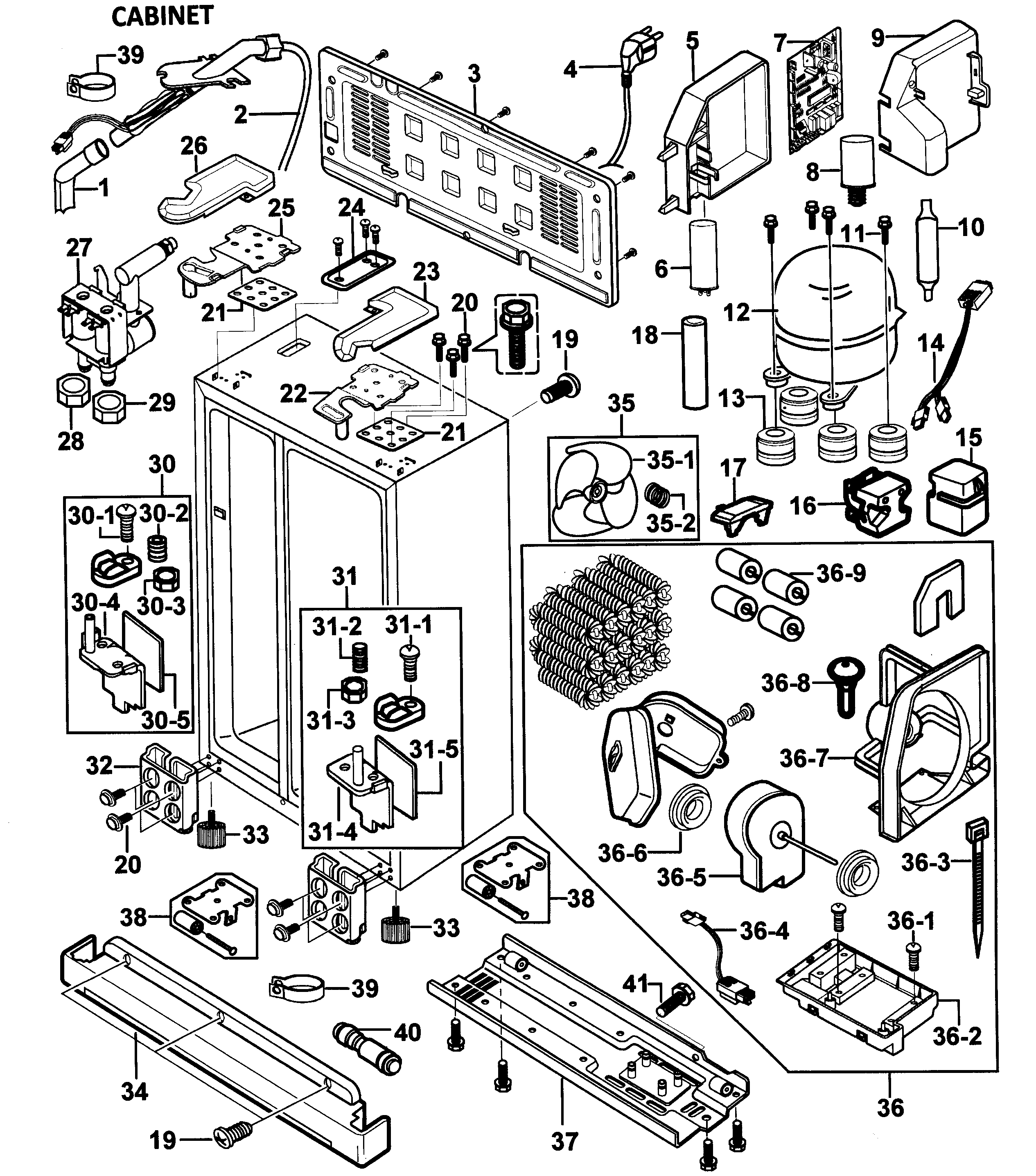 Samsung RS2578WW/XAA-00 cabinet assy diagram