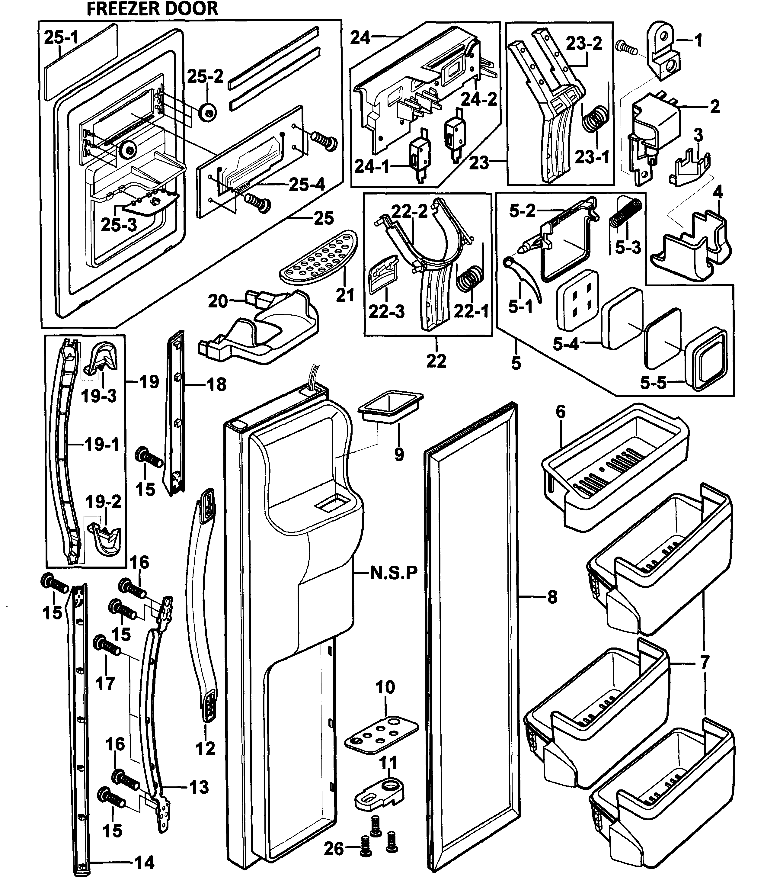 Samsung RS2578WW/XAA-00 left door diagram