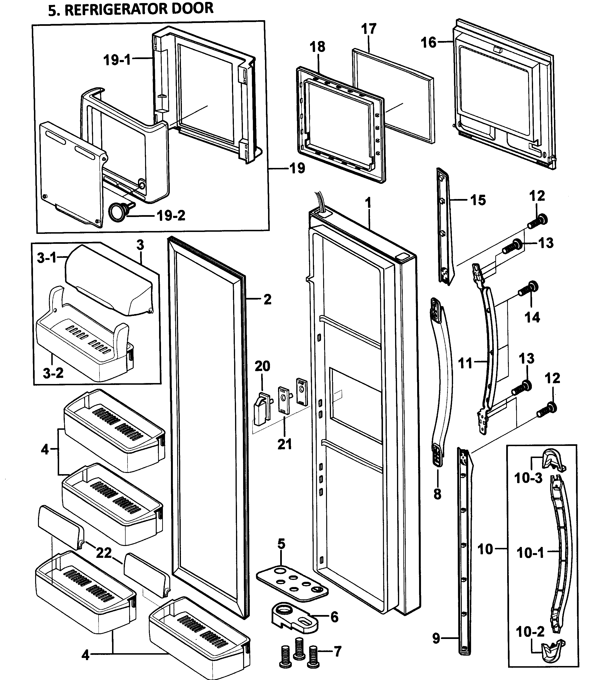 Samsung RS2578WW/XAA-00 right door diagram