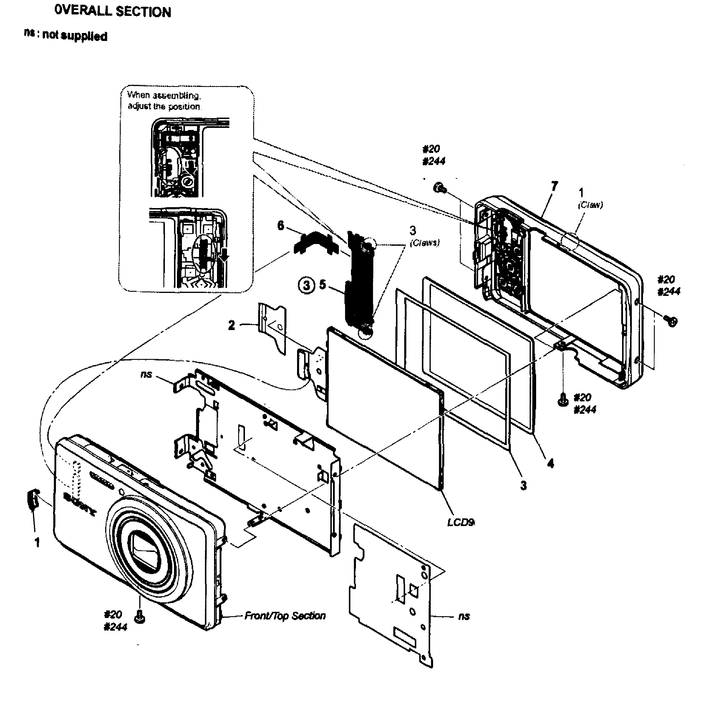 Sony DSC-W690/B rear assy diagram