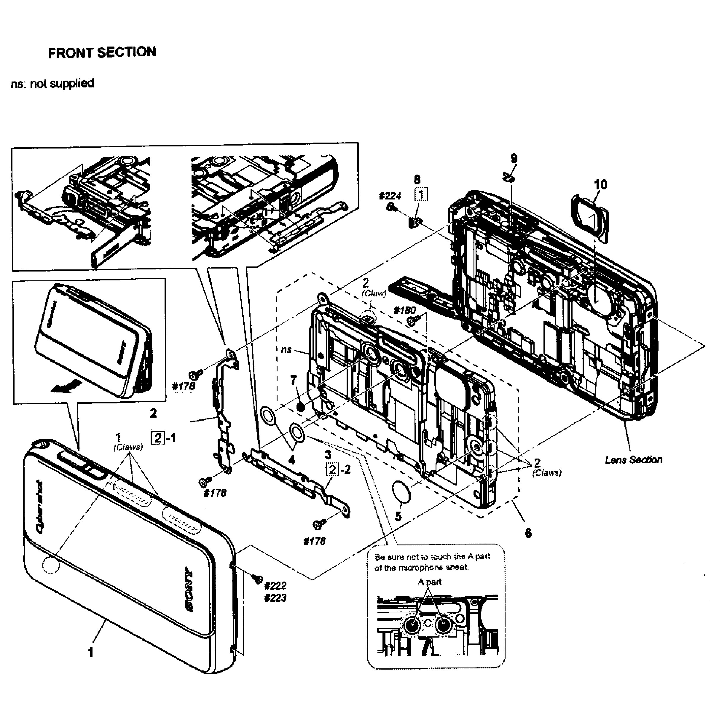 Sony DSC-TX20/L front assy diagram