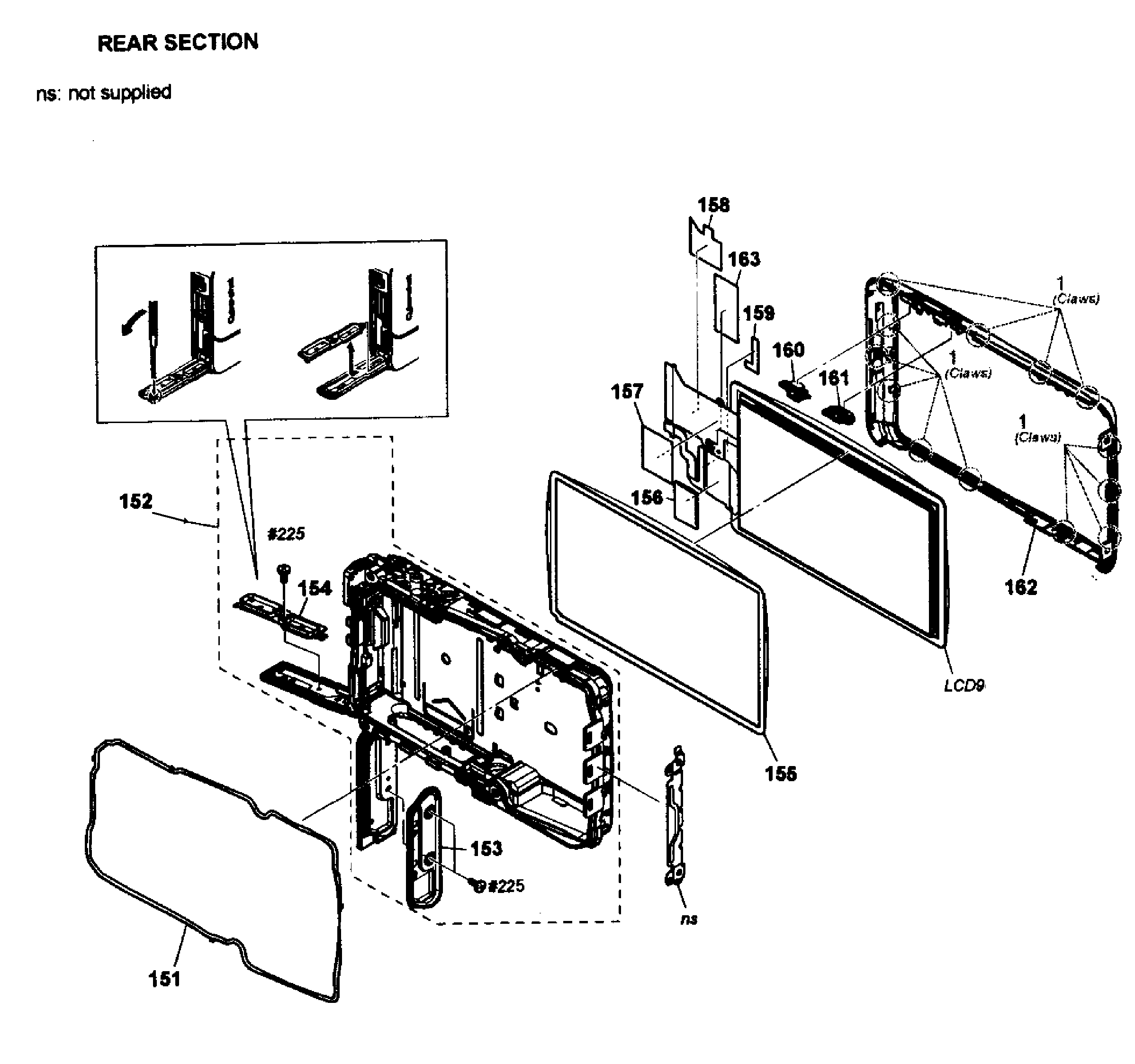 Sony DSC-TX20/P rear assy diagram
