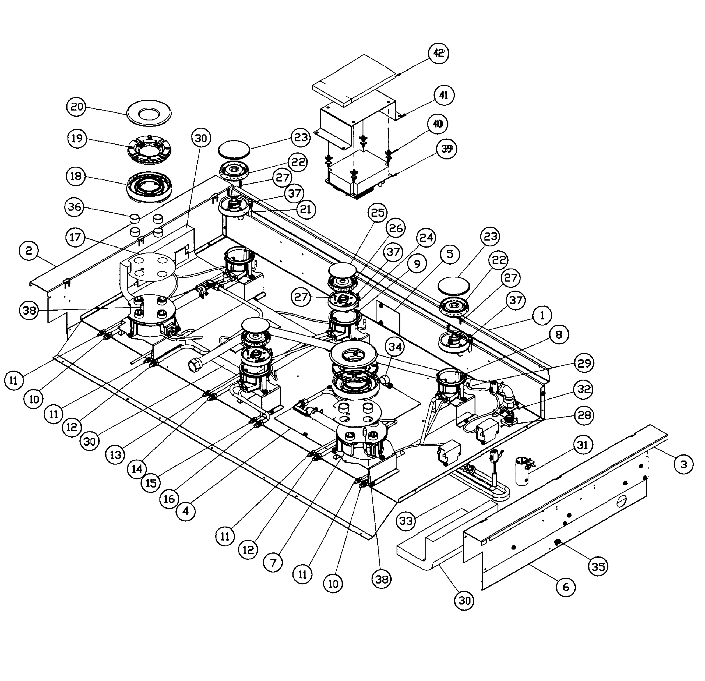 Dacor EG486SCHNG main assy diagram