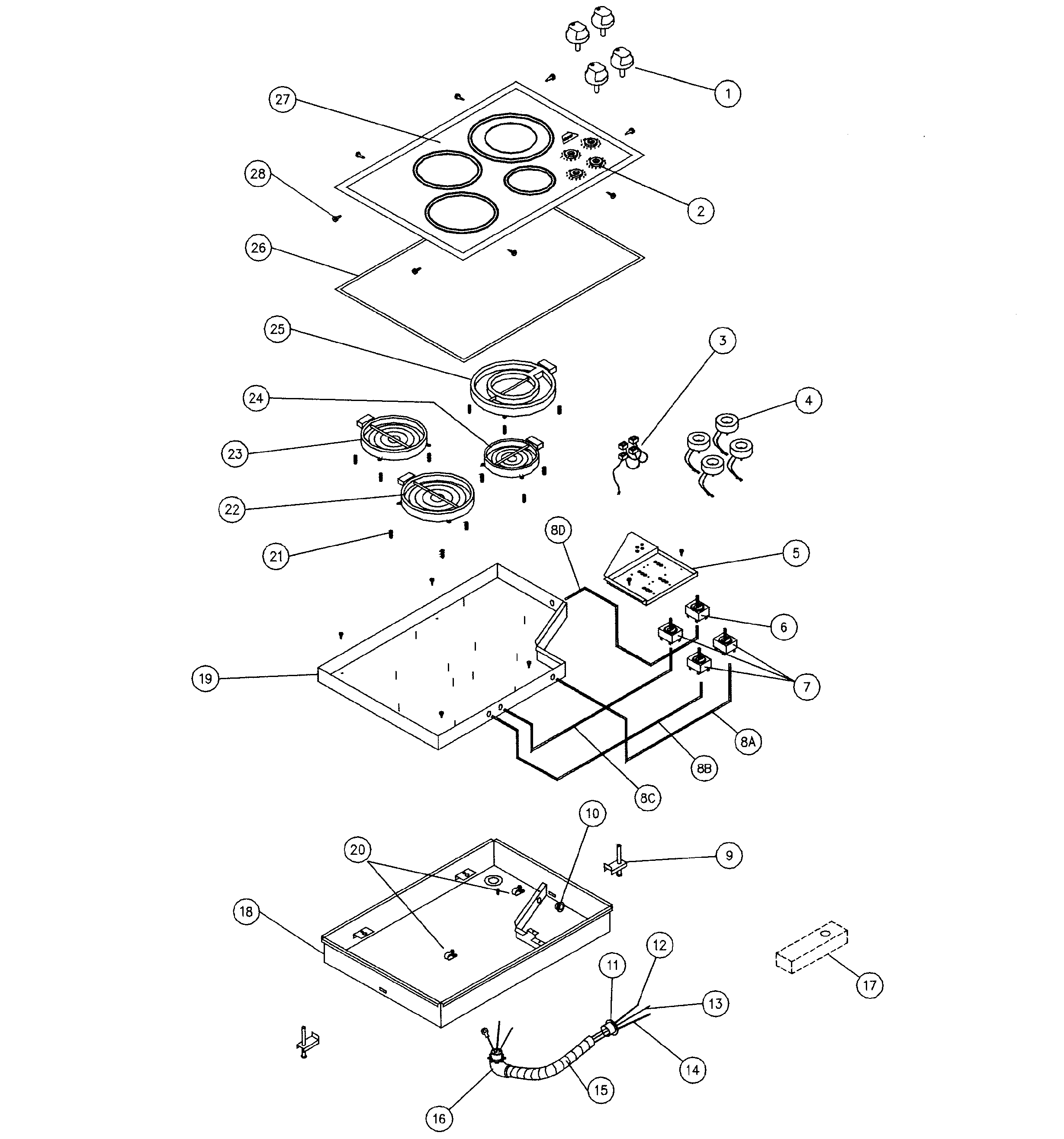 Dacor CET304 cooktop diagram