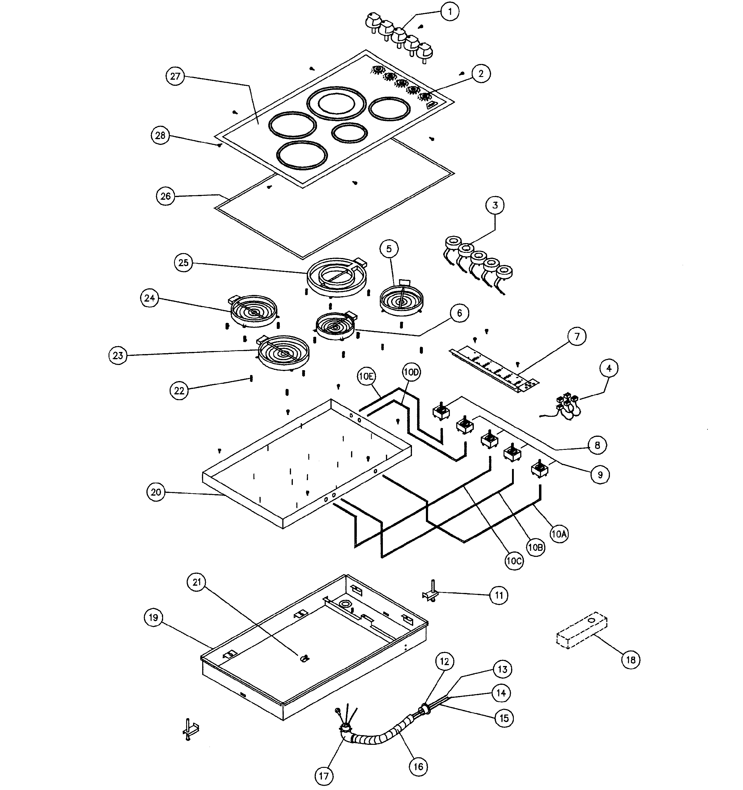 Dacor CET365 cooktop diagram