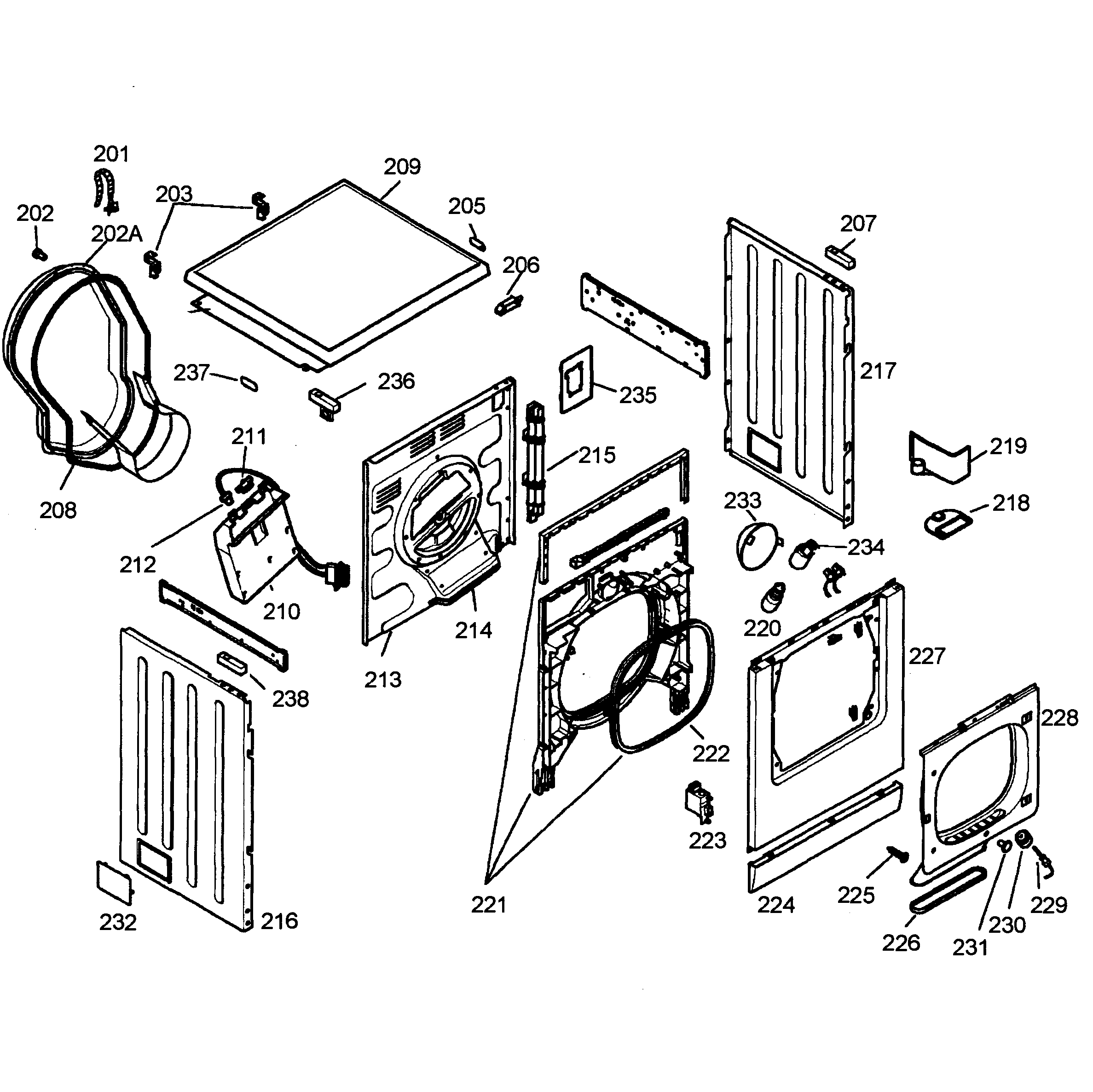 Bosch WTA3500UC/13 cabinet assy diagram