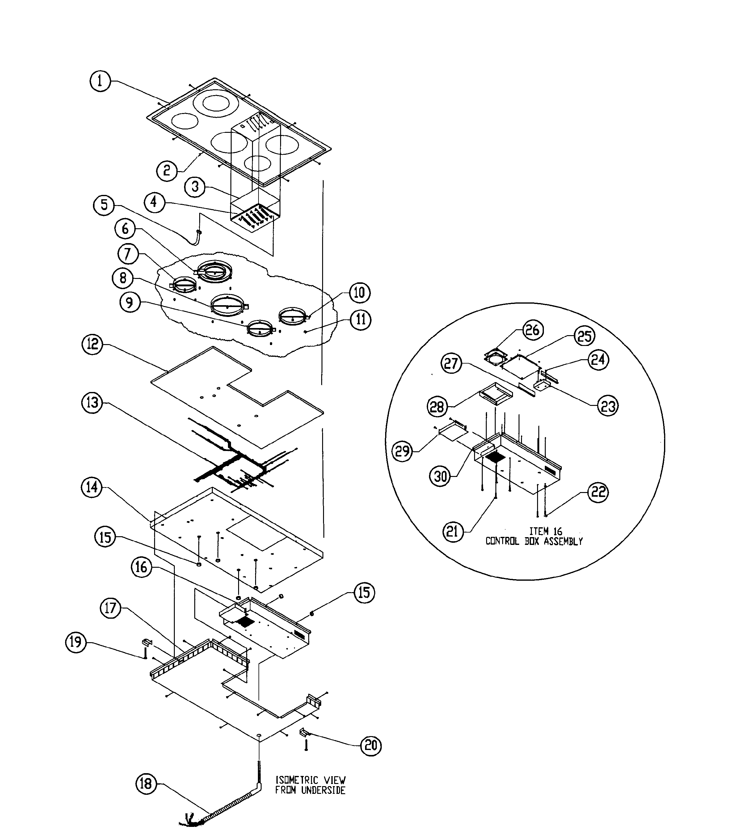 Dacor ETT3651S cabinet parts diagram