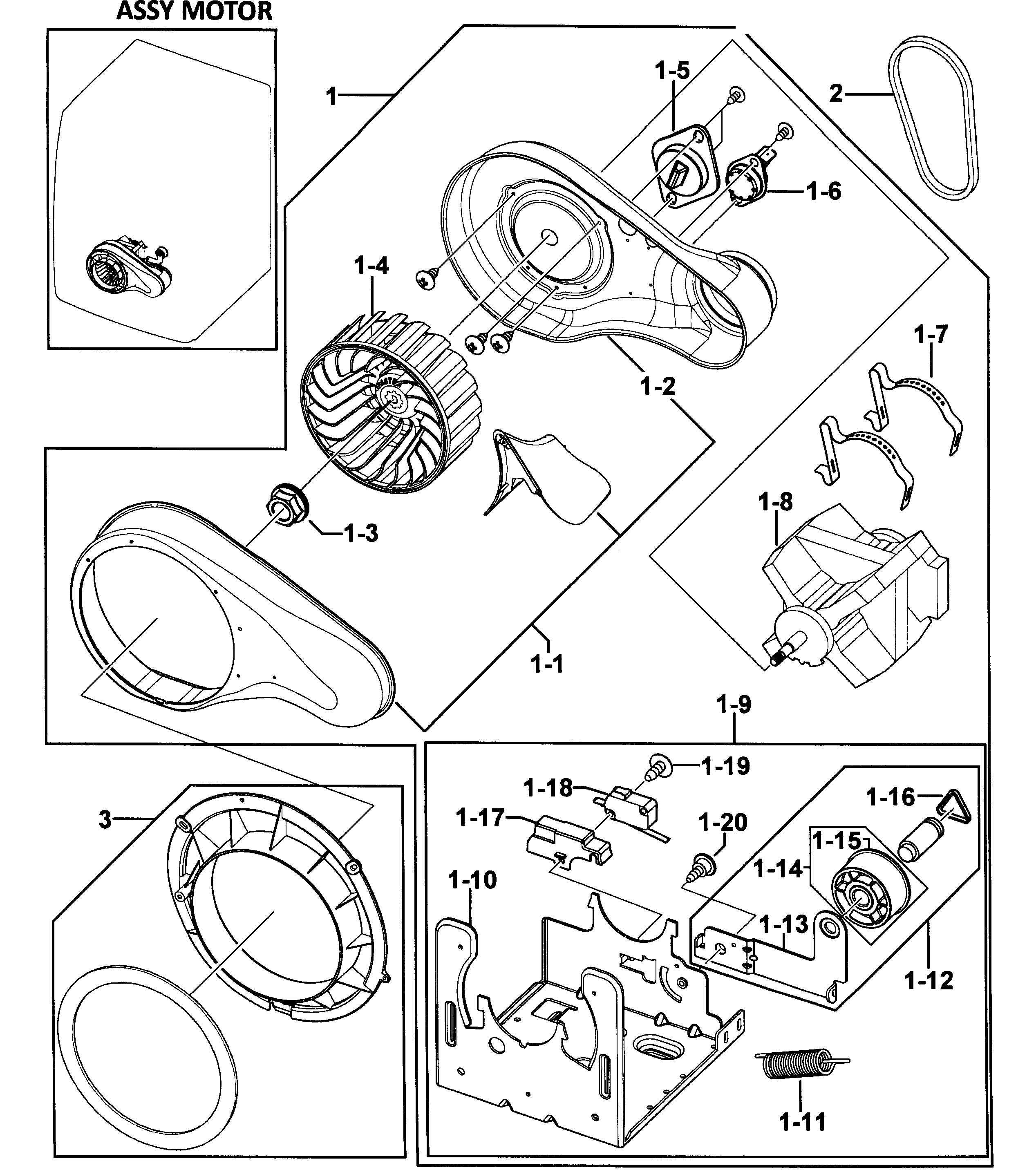 Samsung DV350AER/XAA-00 motor assy diagram