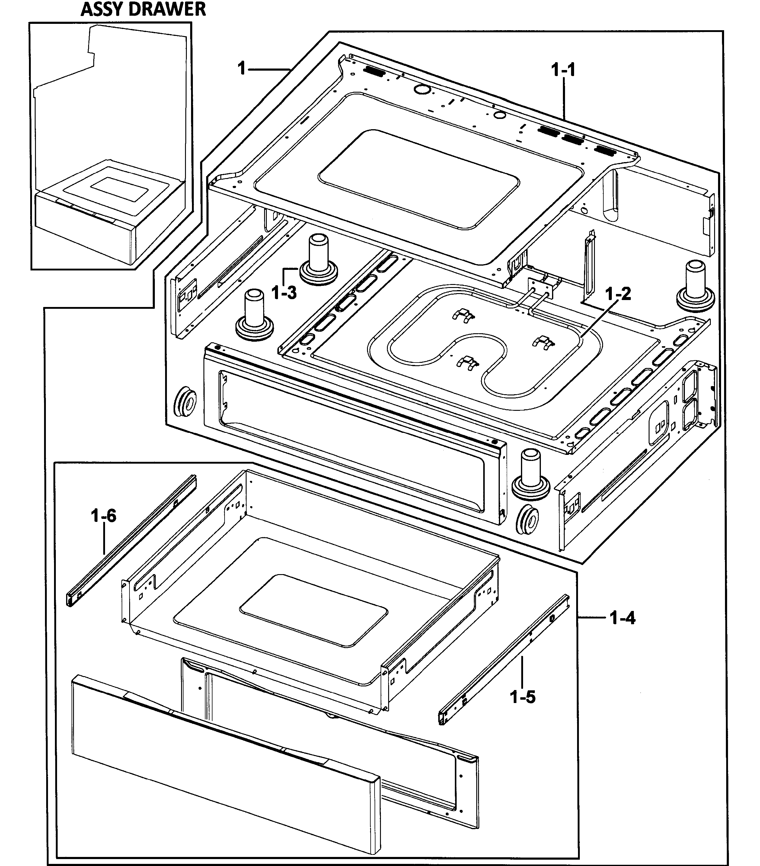 Samsung FTQ352IWUB/XAA-01 drawer assy diagram