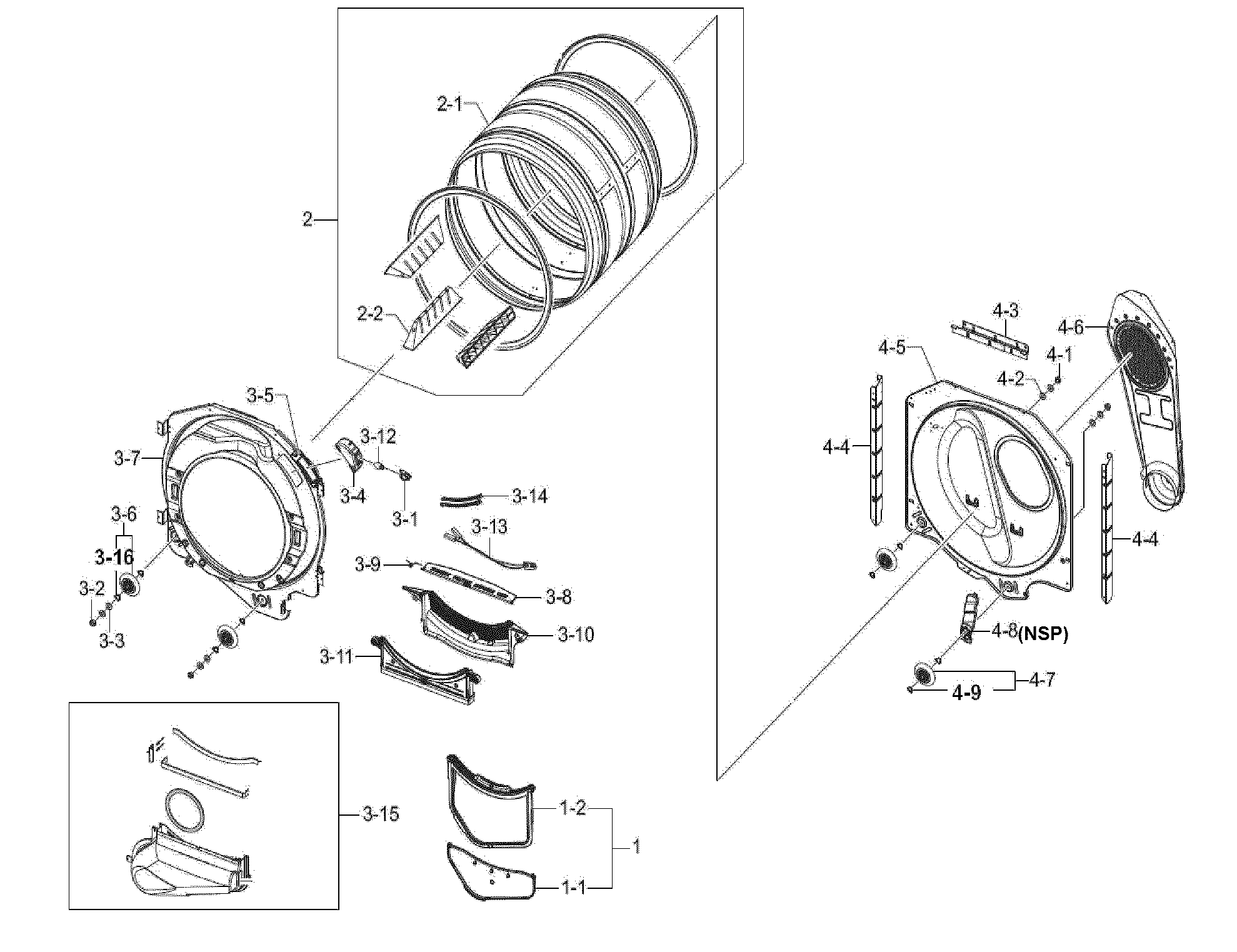 Kenmore 40289032010 drum assy diagram