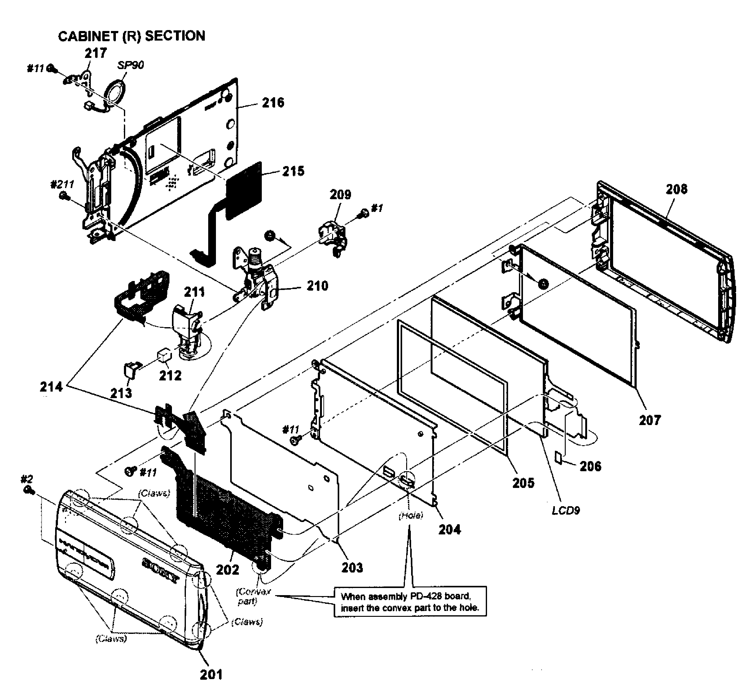 Sony DCR-SX85/R right cabinet diagram