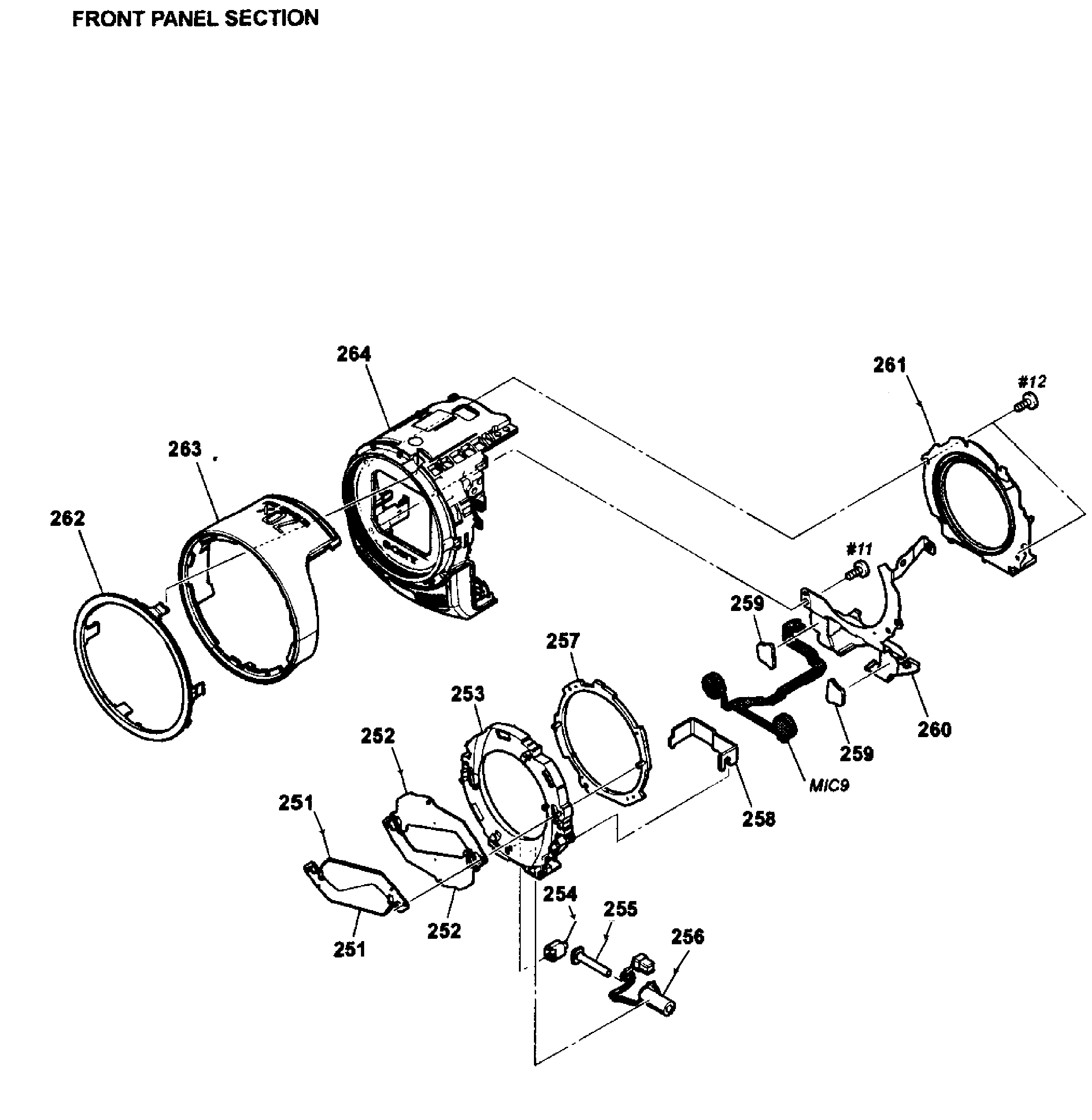 Sony DCR-SX85/R front assy diagram