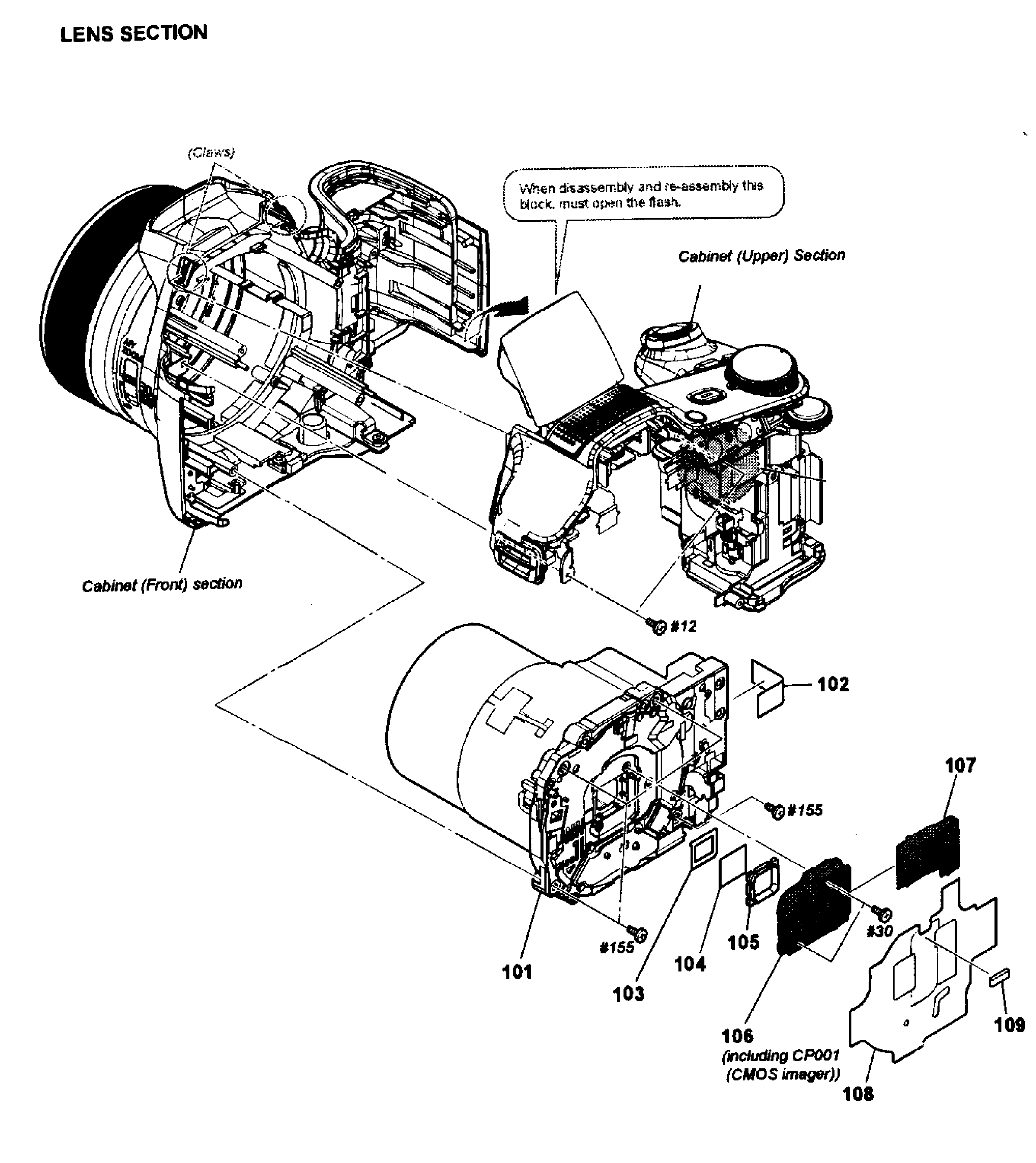 Sony DSC-HX200V lens assy diagram