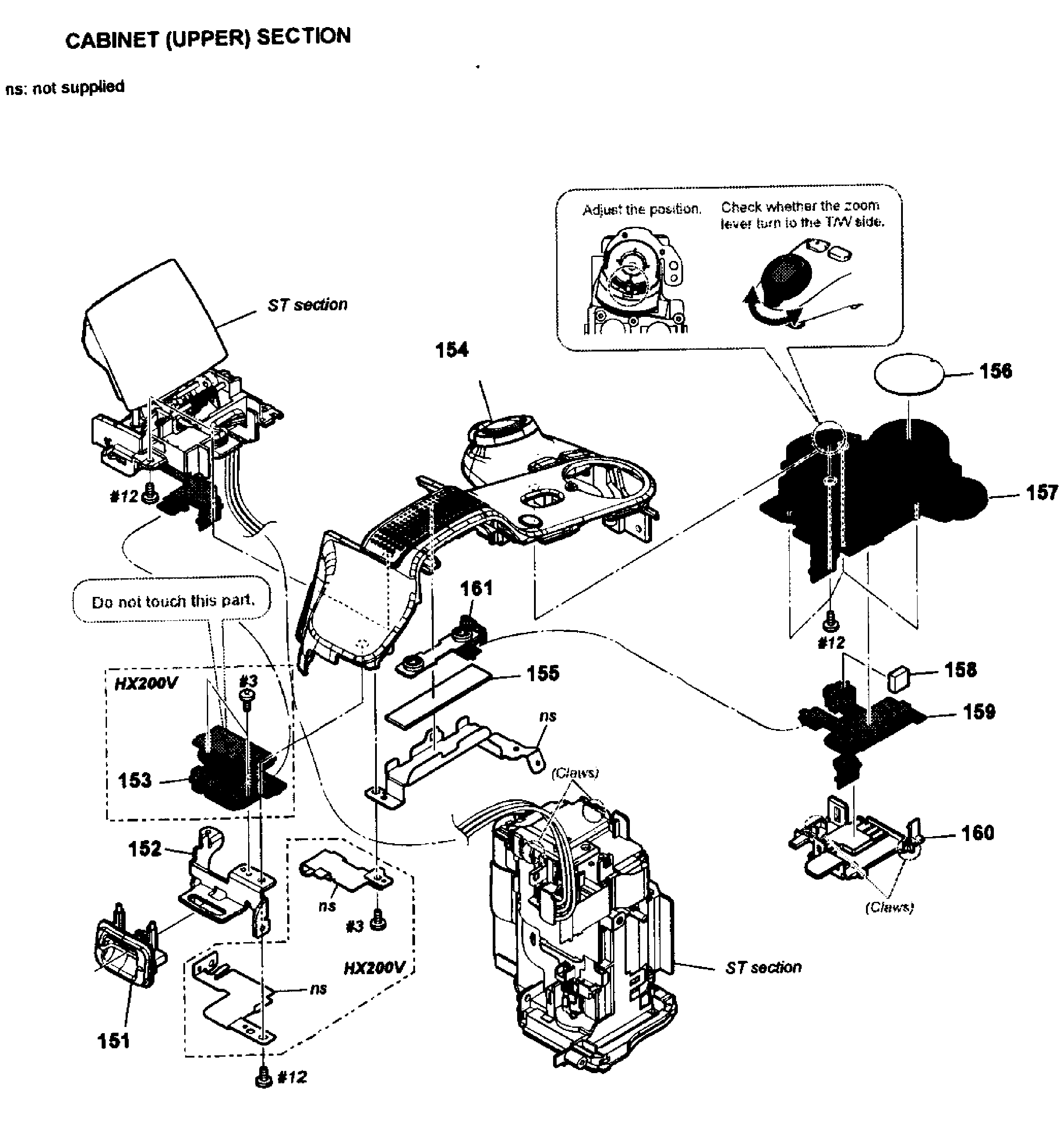 Sony DSC-HX200V upper cabinet diagram