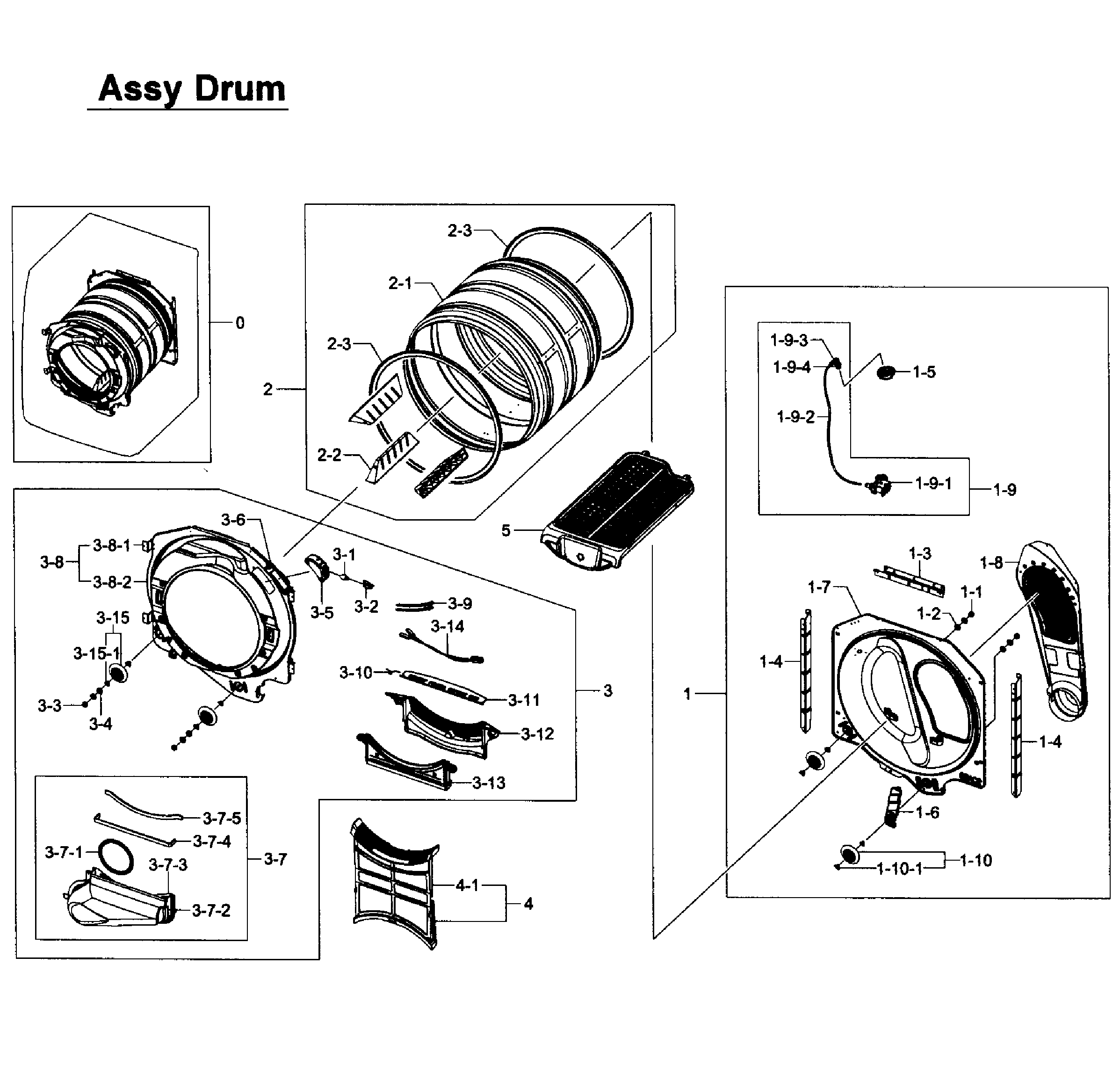 Samsung DV405GTPAWR/AA-01 drum assy diagram