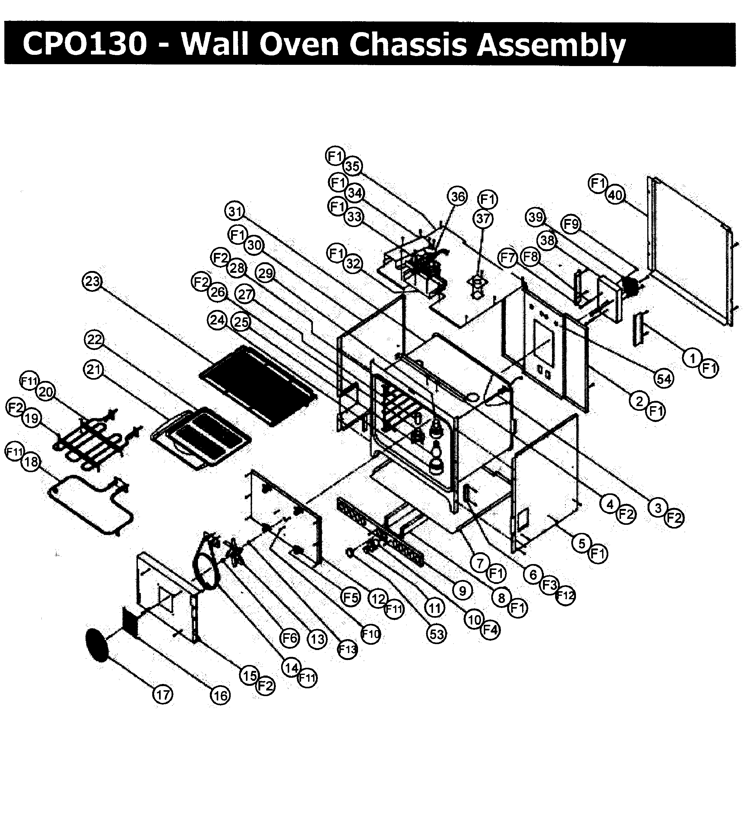 Dacor CPO130 chassis assy diagram