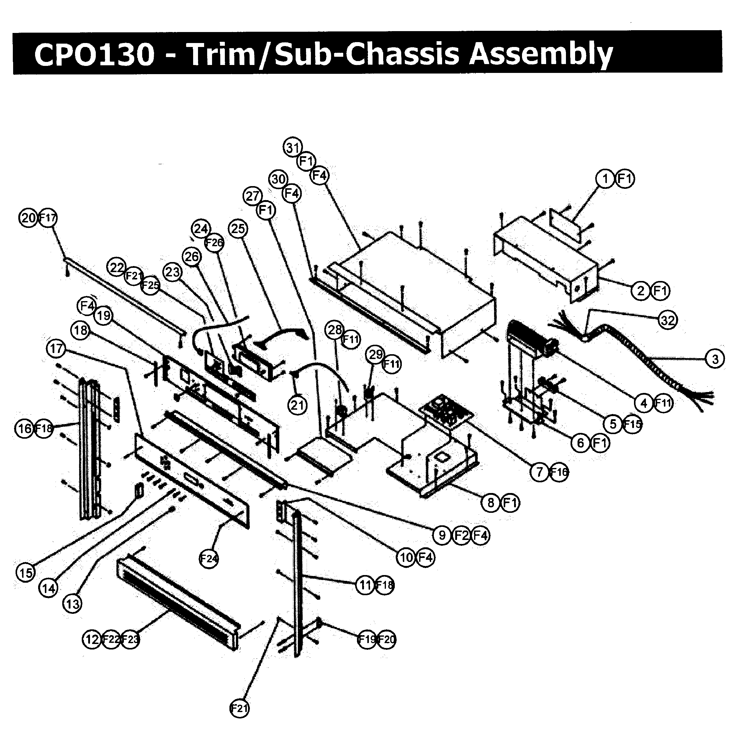 Dacor CPO130 trim assy diagram