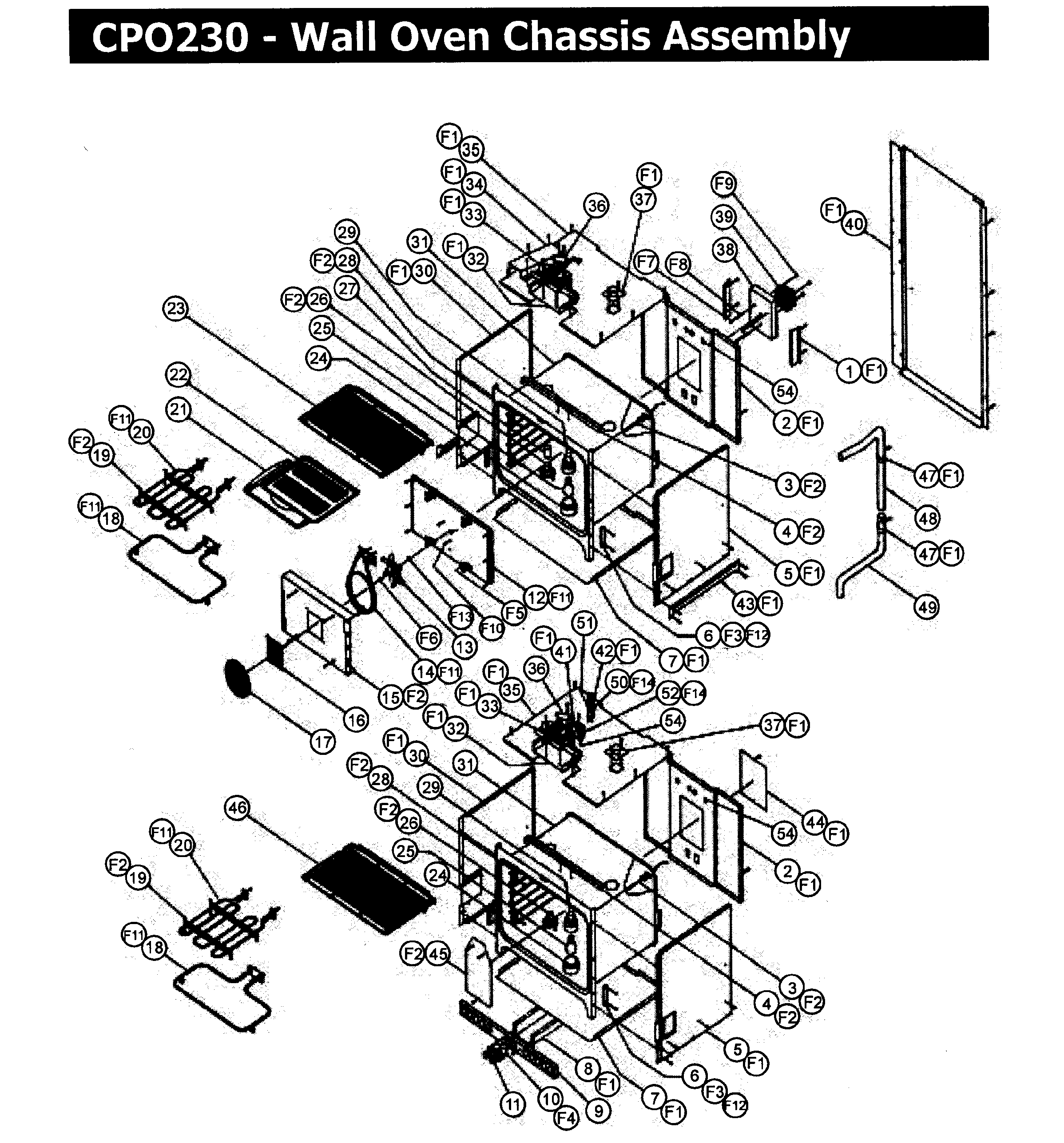 Dacor CPO230 chassis assy diagram