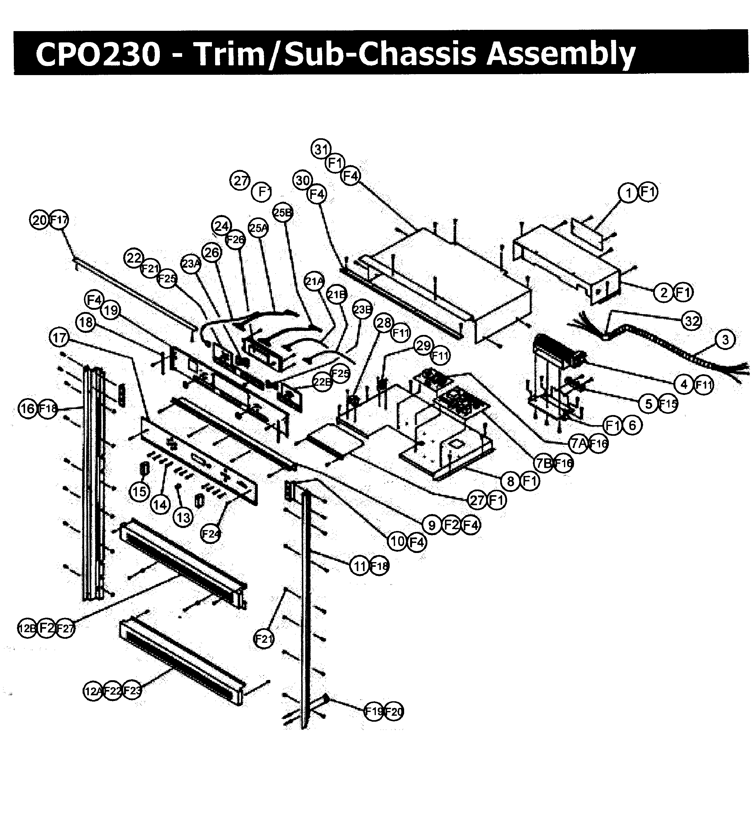 Dacor CPO230 trim assy diagram