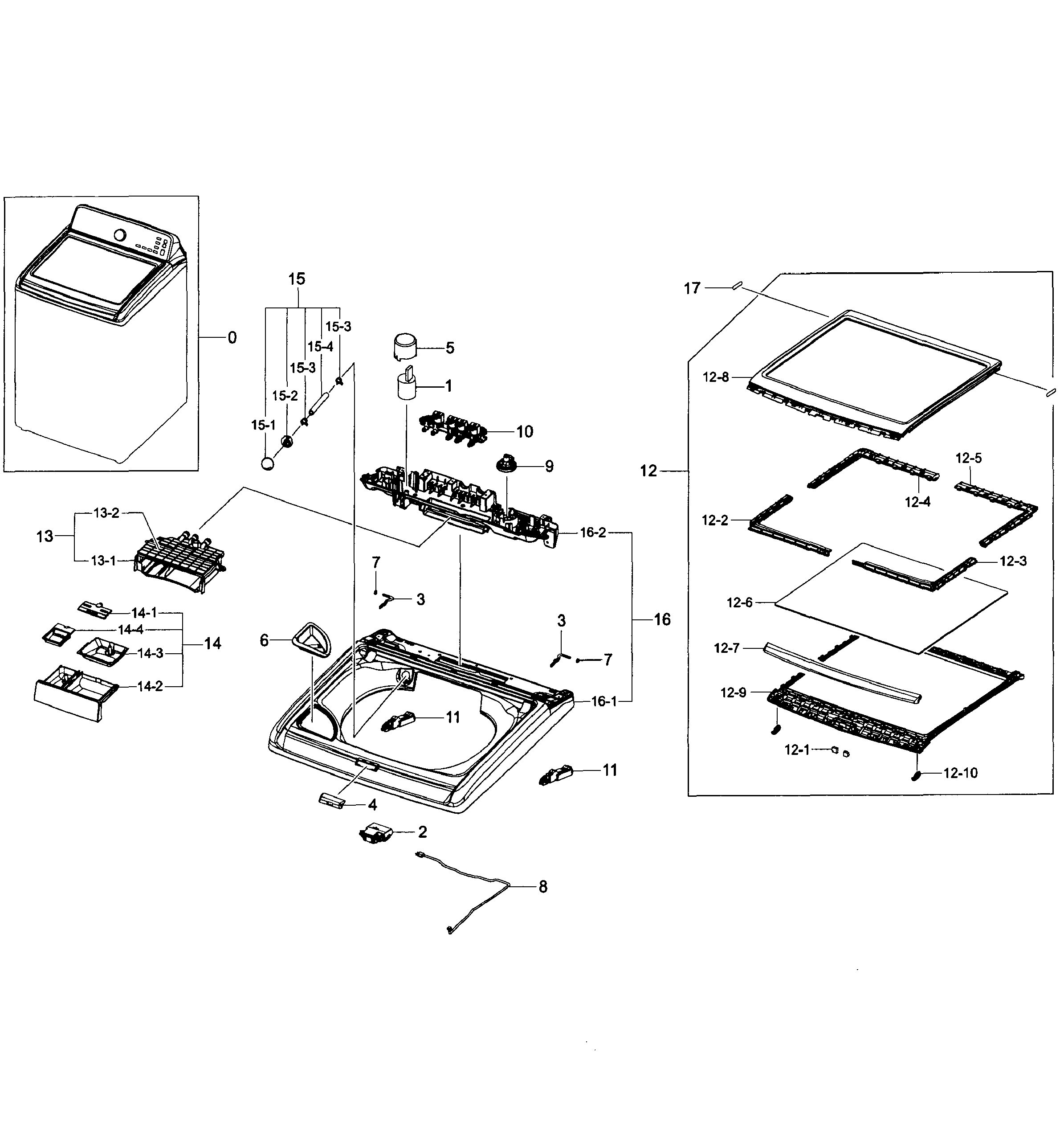 Samsung WA422PRHDWR/AA-01 top cover assy diagram